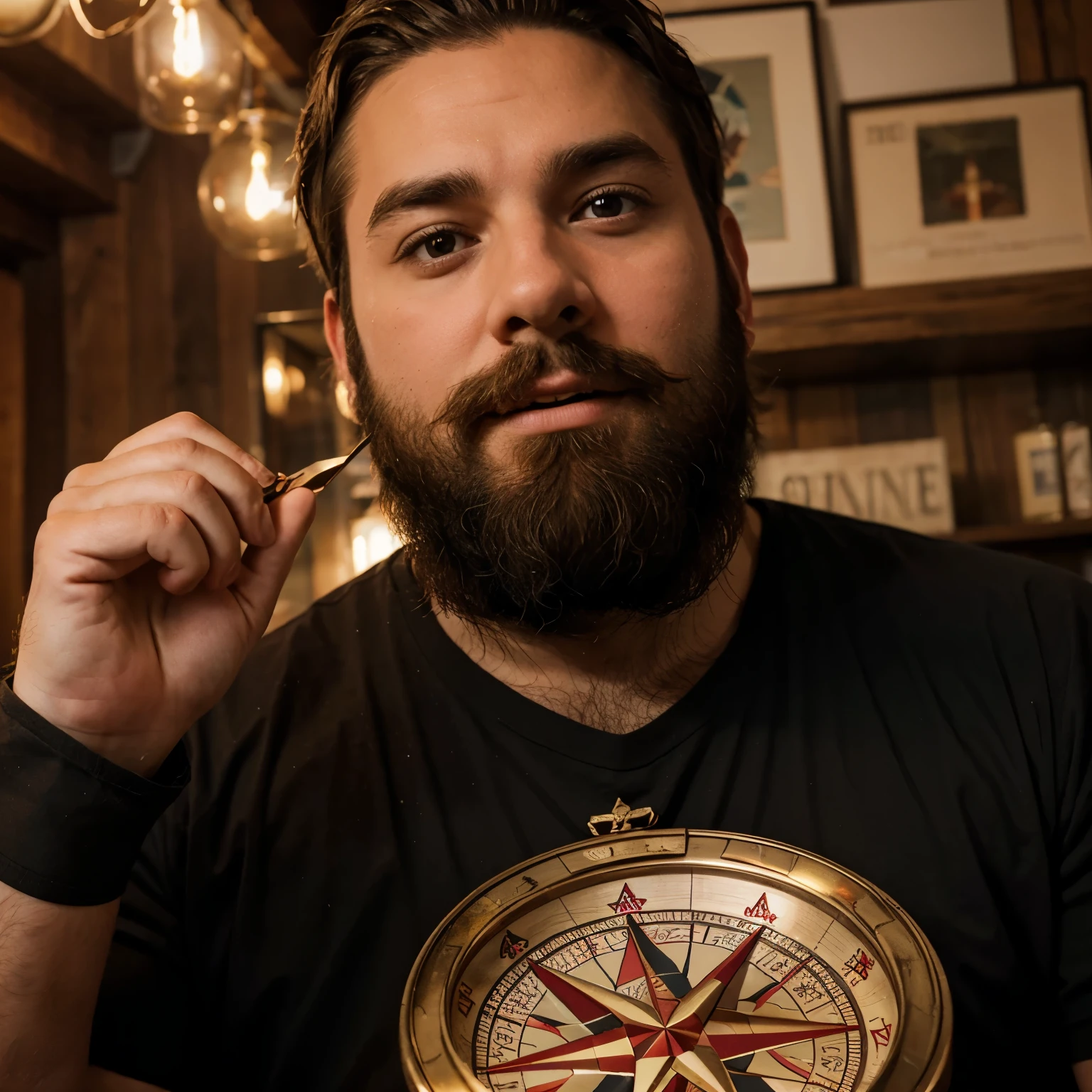 A drunken bearded compass with a bachelor's degree in mathematics in the kingdom of hot dogs