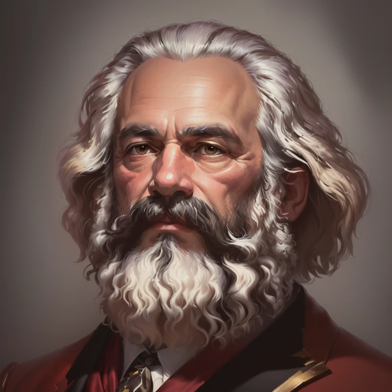 un cuadro de un hombre con barba y corbata, Karl Marx, epic portrait illustration, retrato nft, por Mario Dubsky, high detail iconic character, epic digital art illustration, Karl Marx pondering his orb, pintura digital de alta calidad, martin luego obra de arte retrato, arte digital muy detallado, arte digital muy detallado, retrato arte digital, ✏️🎨