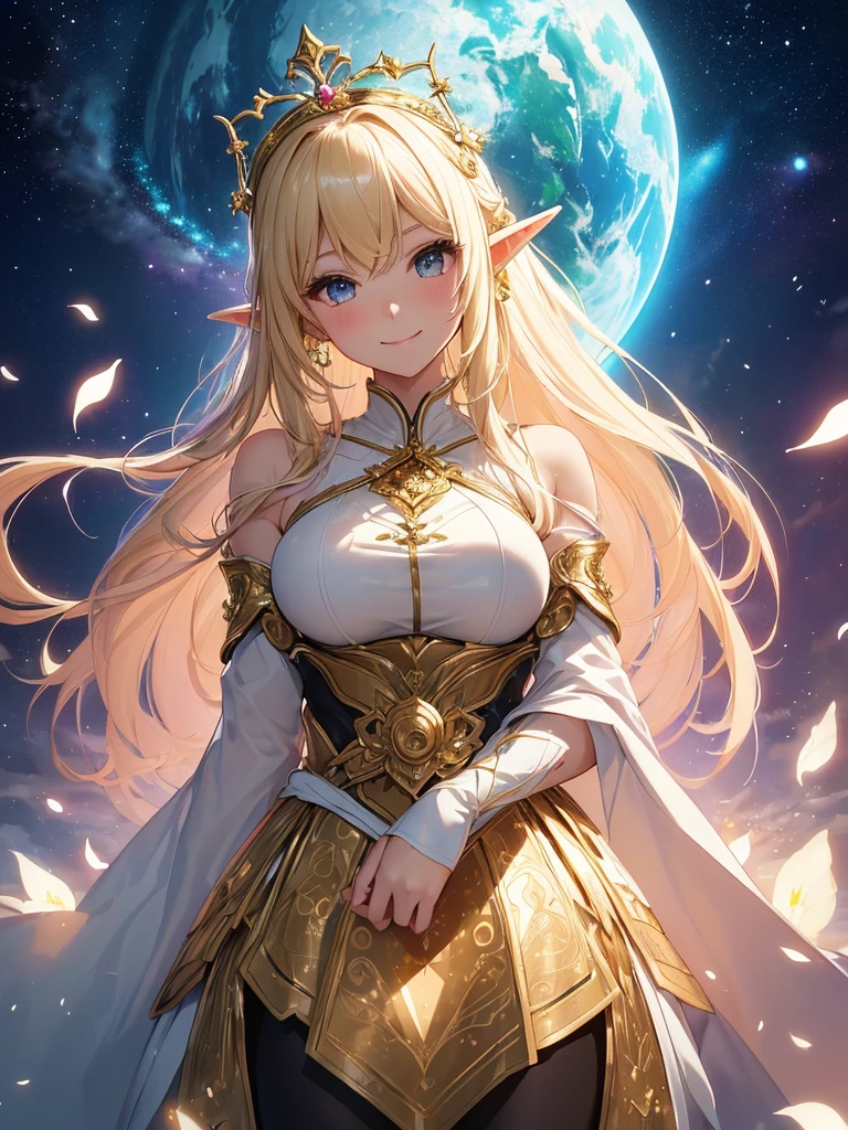 最high quality、1girl  ELF
NP: worst quality ,flower fractal art,
rule of thirds composition,
beautiful glow,
romanticism,
the most beautiful form of chaos, various colors, entangled flower, Particle,magical gentle light,smile,sexy,Image quality、masterpiece、Beautiful Face、Super beautiful elf girl((22 year old office lady with big breasts、Bust 90,Beautiful long ironed hair、blonde、height: 165cm。、sexy、Esbian、Beautiful tiara、、high quality、美しいart、galactic creation、background((星nullスキー)))、ビジュアルart、Written boundary depth、、Elf Ears、、Lightのmagic、universe、Happy smile、穏やかなLight、Elven Forest、elegant、ticker beautiful decorative、magicのflower、光を作るmagic、Light、Earth、　null、Beautiful dress、giant galaxy、myth、art、、sexy、A kind smile、wonderful、舞い散るflowerびら、Spectacular landscapes、Beautiful Landscape、universeのmagic、magicのLight、Fantasy、flower、super REALITY、magic、universeを飛ぶ、、Grow Fantasy、、mysteryのLight、、Elven Nation、　たくさんのflower、、art、art,mystery,Ultra-high resolution,magicalgentle light,sexy、、golden decoration