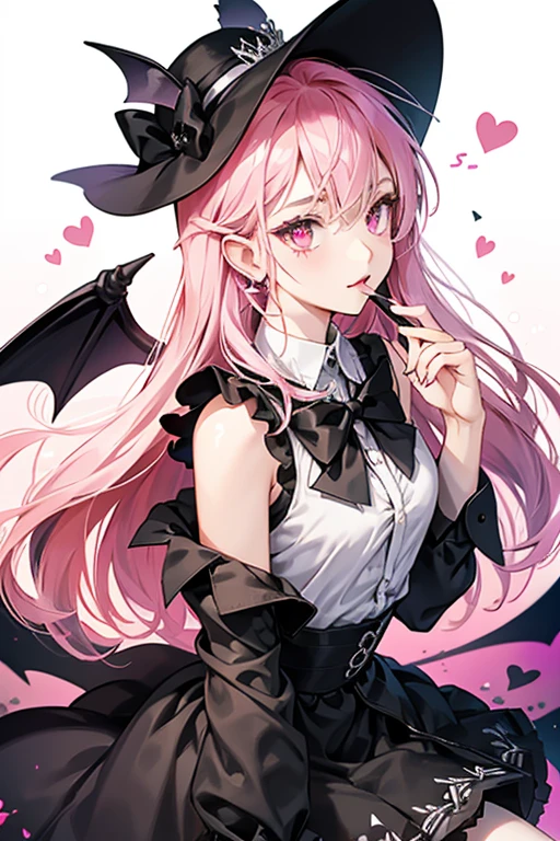She is pink-skinned vampire girl. She has a split-colored hair design, with pink on the right side, and black on the left side. She has pink eyes with traces of violet, and wears minimal makeup. She small black heart-shaped mark on her left cheek.

Her outfit consists of a sleeveless ruby shirt that goes over a long-sleeved taffy shirt with white spots on it, a taffy and black skirt with bats printed on the taffy parts, black knee-high socks and ruby shoes with black bat wings-like on it. Her accessories include a black bat-like bow tie, black and pink bat-shaped earrings, a black belt with silver hearts and a big black hat that is sometimes replaced by a tiara with a black winged heart on it. SPARKLE; GLITTER