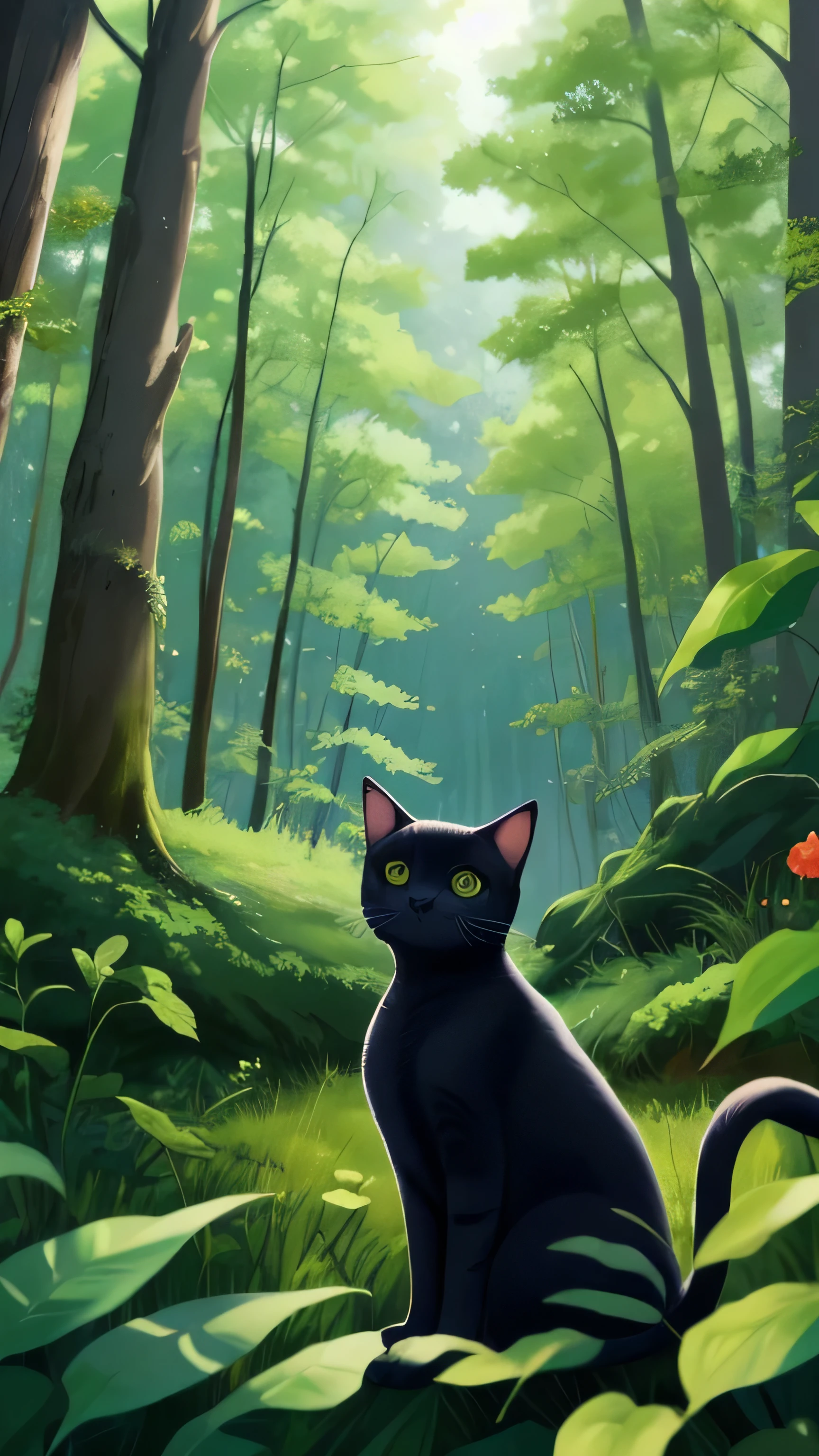 Cute cat, aesthetic, forest