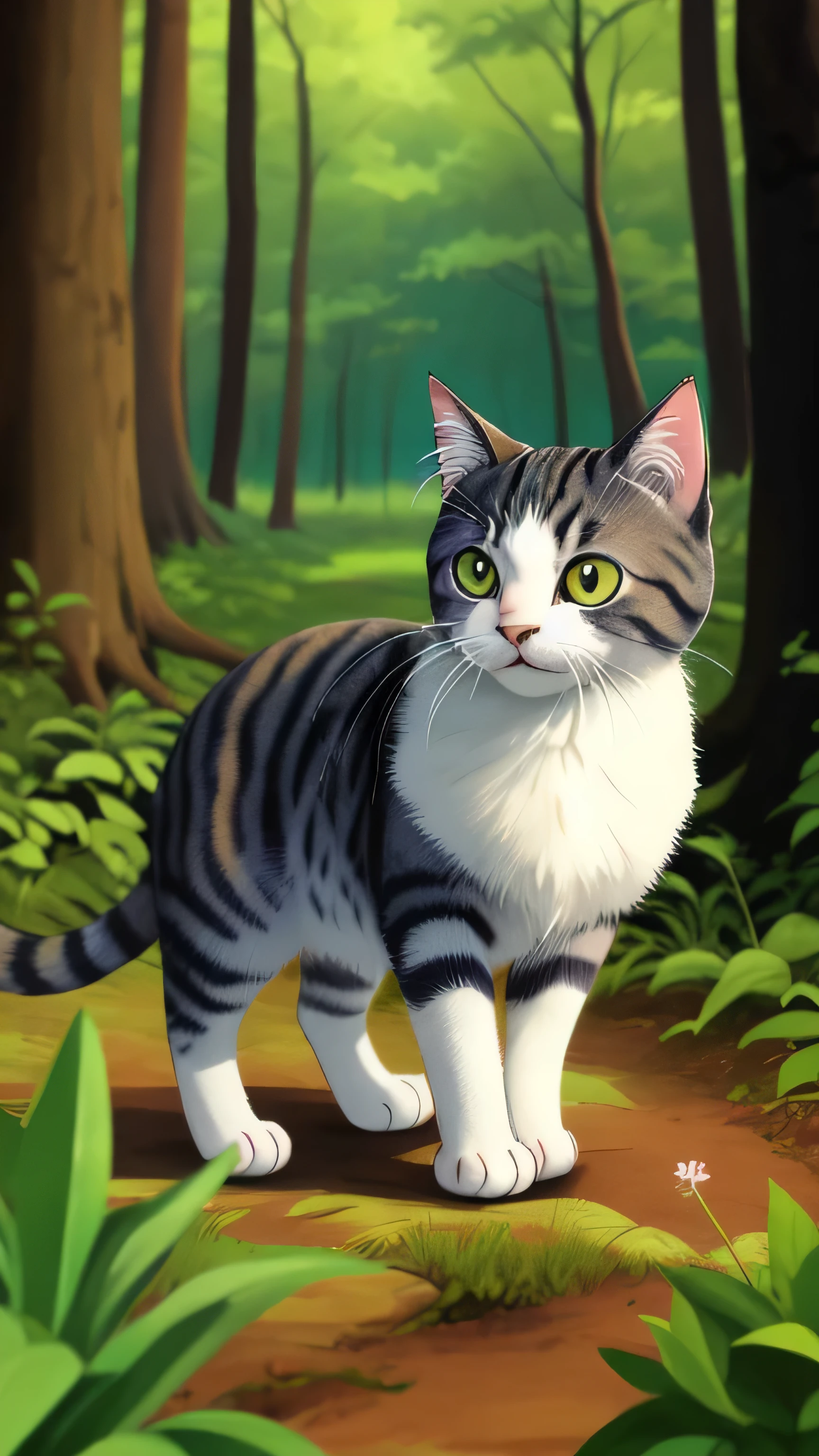 Cute cat, aesthetic, forest