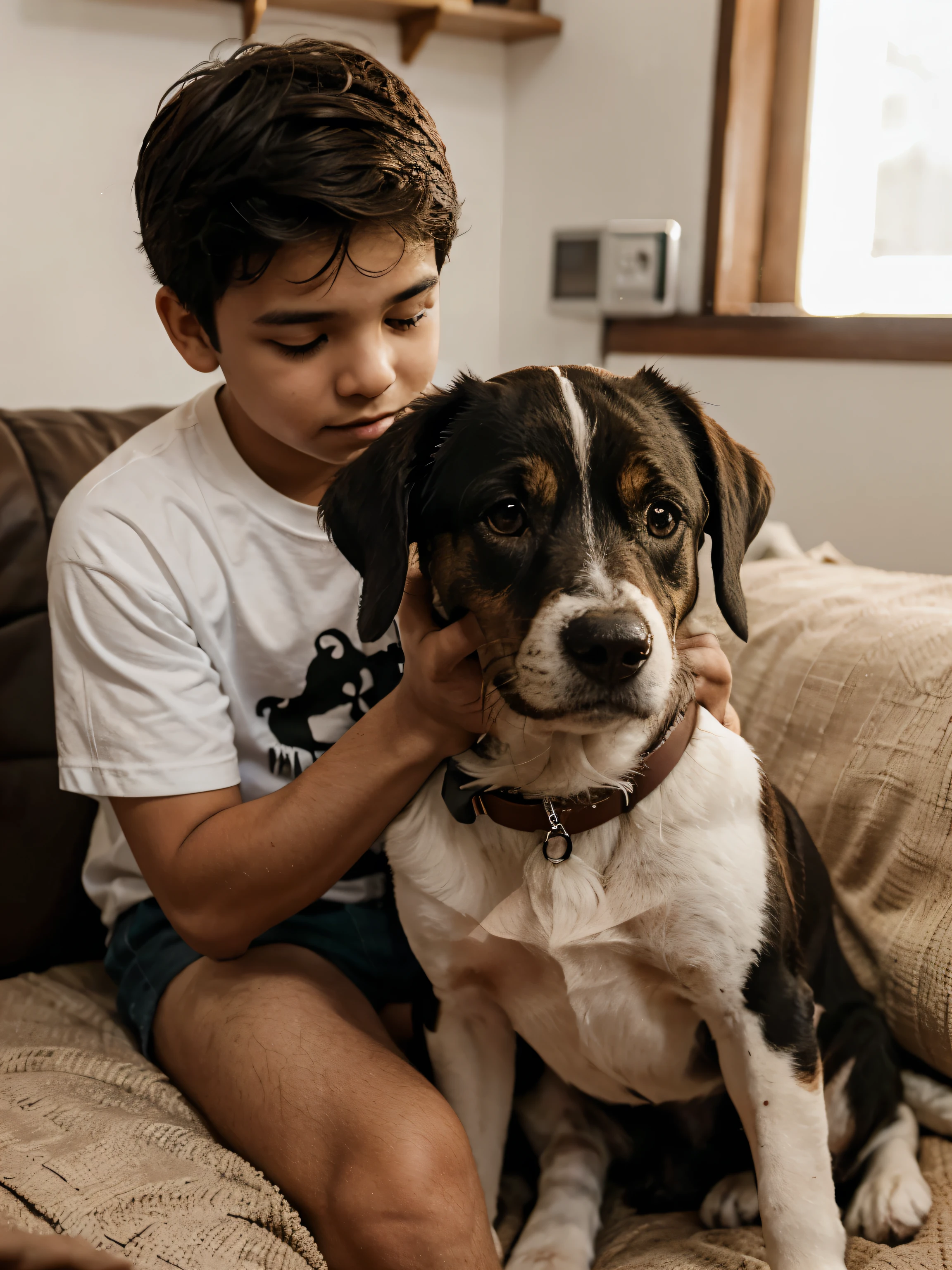 menino com cachorro