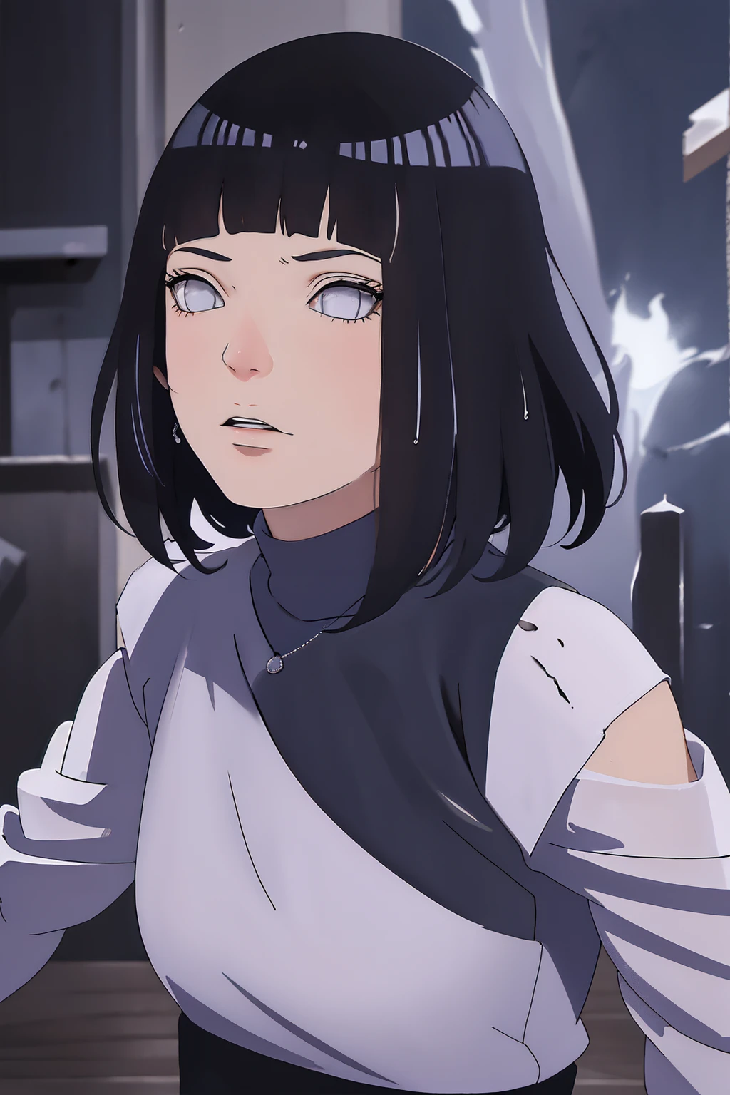 (best quality,4k,highres,masterpiece:1.2), (ultra-detailed), (realistic,photorealistic,photo-realistic:1.37), (HDR,UHD), (portrait), (vivid colors), (long legs), (clearly elongated face), (beautiful detailed eyes), (beautiful detailed lips), (extremely detailed eyes and face), (long eyelashes), (sharp focus), (physically-based rendering), (black long hair, flowing in the wind), (torn clothing), (powerful kick in mid-air, mid-air kick), (intense), (dojo background, background), (Chunin exams setting), (dynamic pose), (fierce expression), (motion blur), (stylish), (slender figure), (anime inspired), (glowing lights), (dramatic), (contrasting colors), (mysterious ambiance), (action-packed scene), (unique style), (eye-catching), (dashing), (evocative), (expressive), (intriguing atmosphere), (wet minidres), (dinamic poses), (short hair)