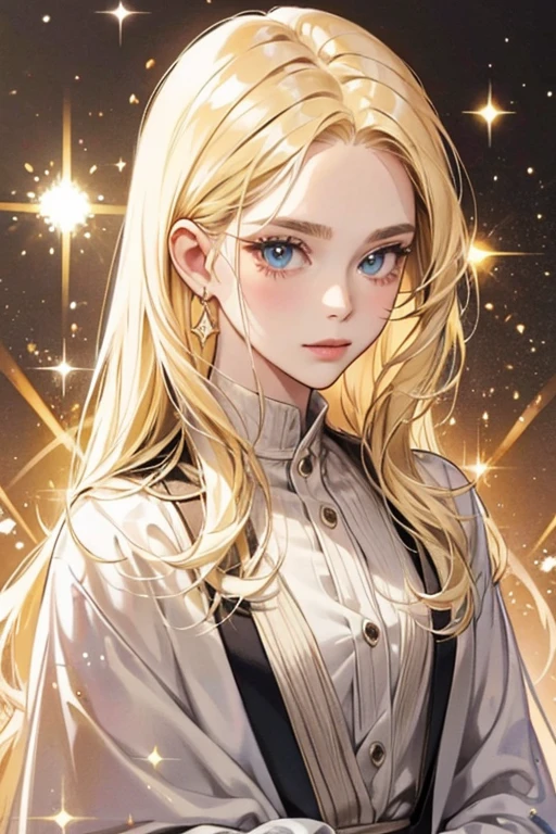 wearing much more expensive looking clothing, and has blonde hair which. SPARKLE; GLITTER