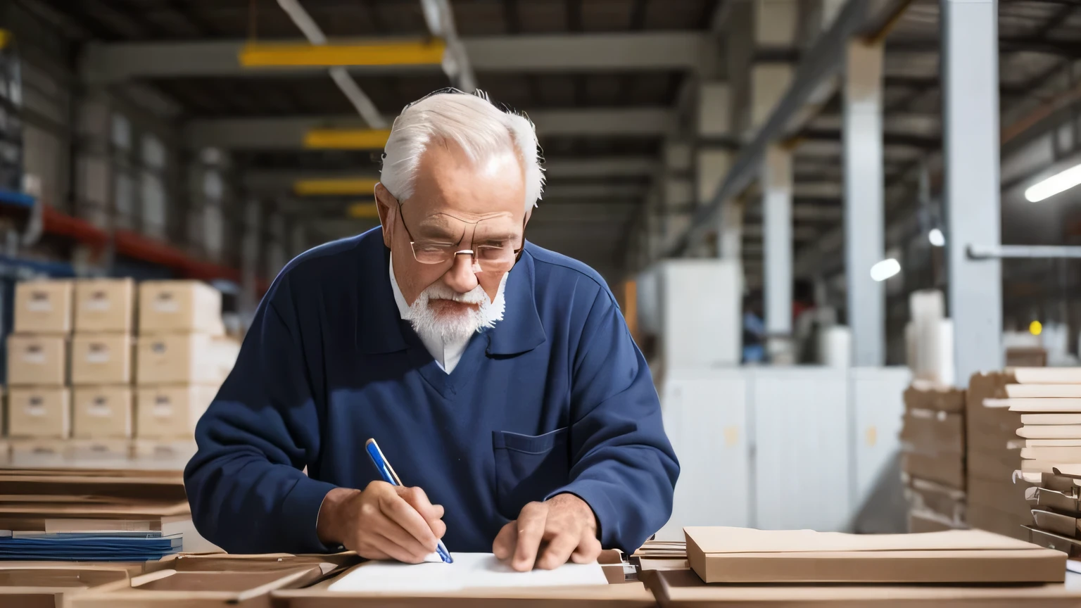 A 70-year-old man working in a factory"profile"up