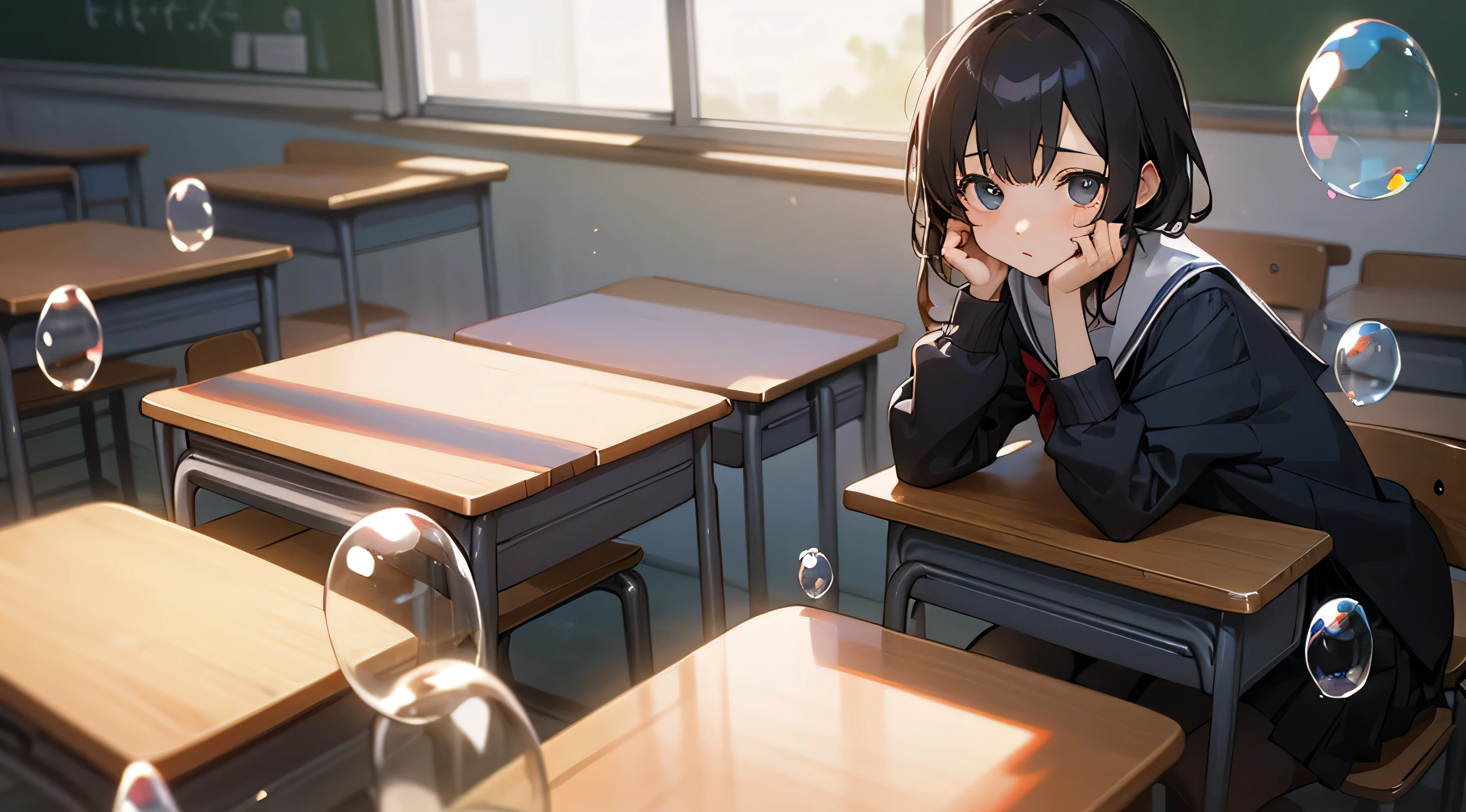 Students who turn into bubbles and disappear、classroom、The seat next to me