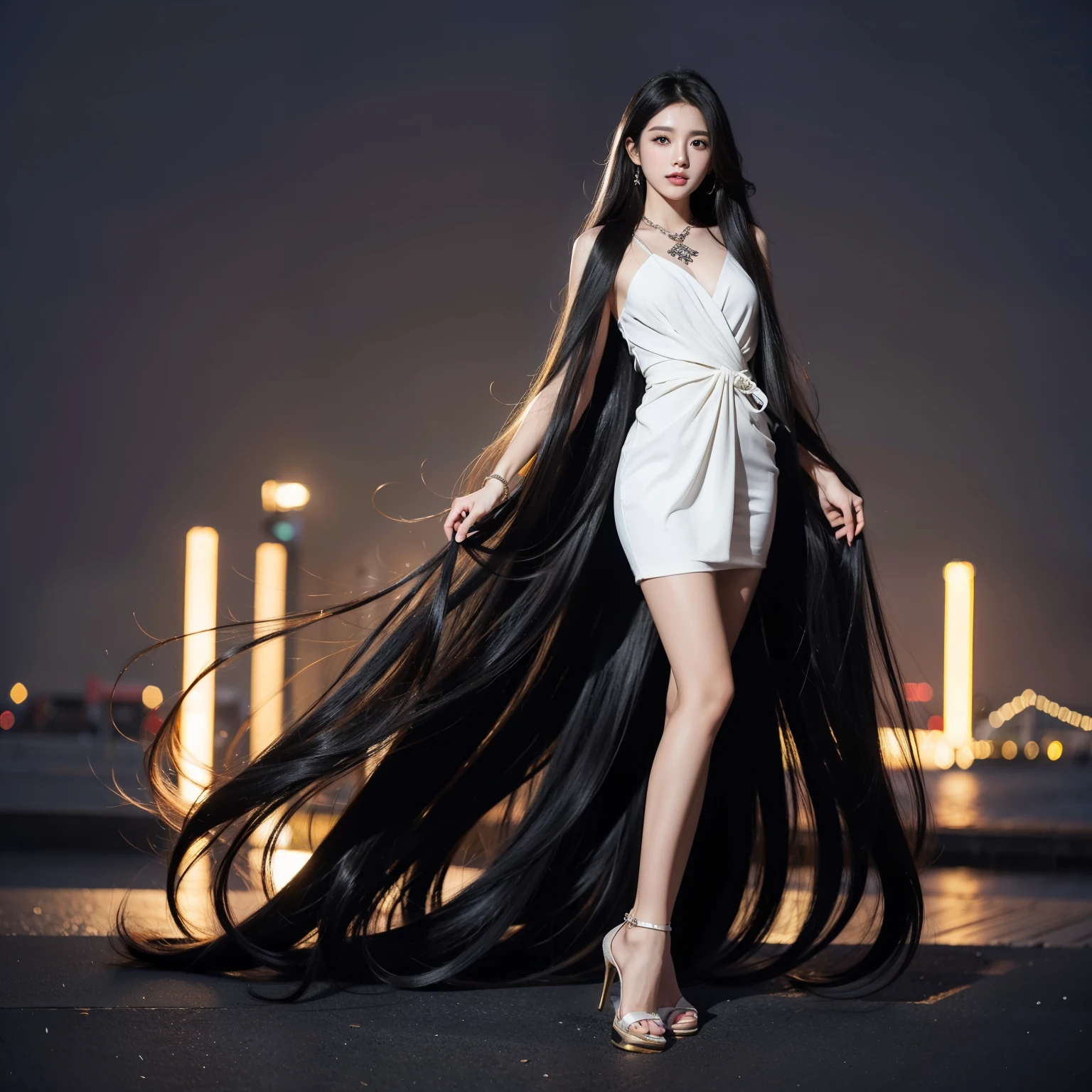 Super Long Hair、Best image quality、highest quality、Highest Resolution、Ultra-realistic photos、Full body photo、1 girl、Very beautiful face、Super super long hair、Hair Length Approx.5Meters、Straight black hair、Black hair longer than height、Black hair that hasn't been cut for over 20 years、Slender body、naked、World Long Hair Contest Winner、Terrifyingly thick black hair、My very long black hair is wrapped around my body.、Location: Bedroom、3Meters離れたところから撮影、Shiny and beautiful black hair、Terrifyingly long black hair、The luster of her black hair is so beautiful、Too much black hair、Very long black hair filling the screen、The longest black hair in the world、The most black hair in the world、The most beautiful black hair in the world、My long black hair is spilling out all over the room.、My long black hair makes the whole room pitch black.、Her very long black hair is tucked up in both hands、Her long black hair blooms like a flower garden、