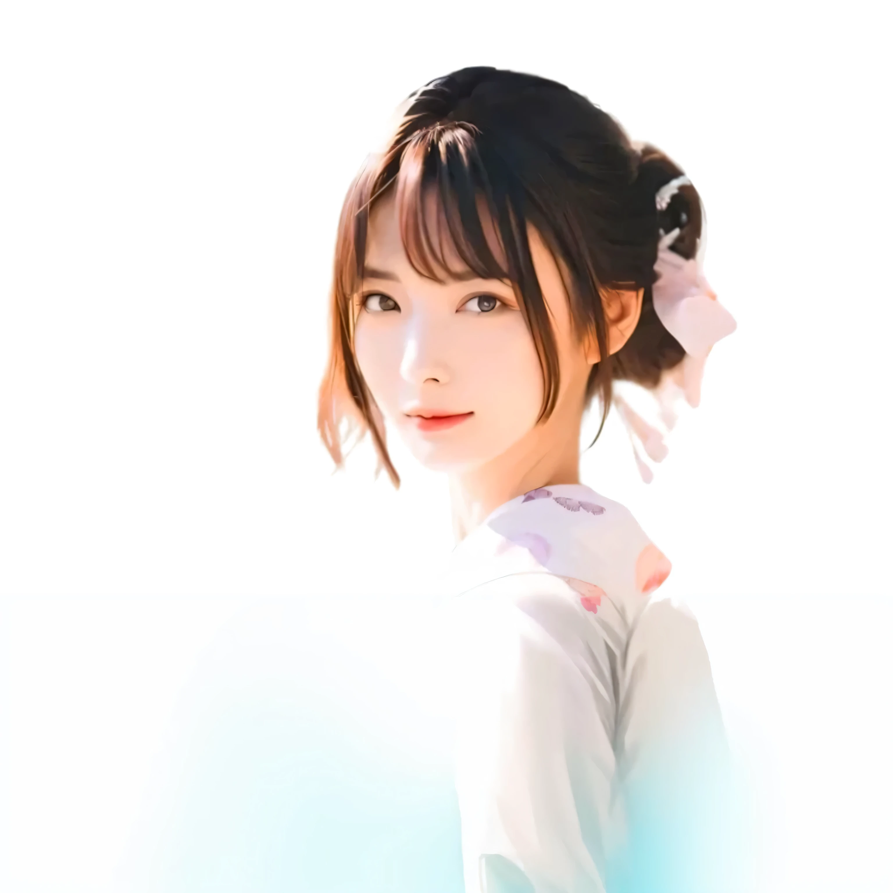 Facing forward。Upper Body。I'm wearing a kimono。