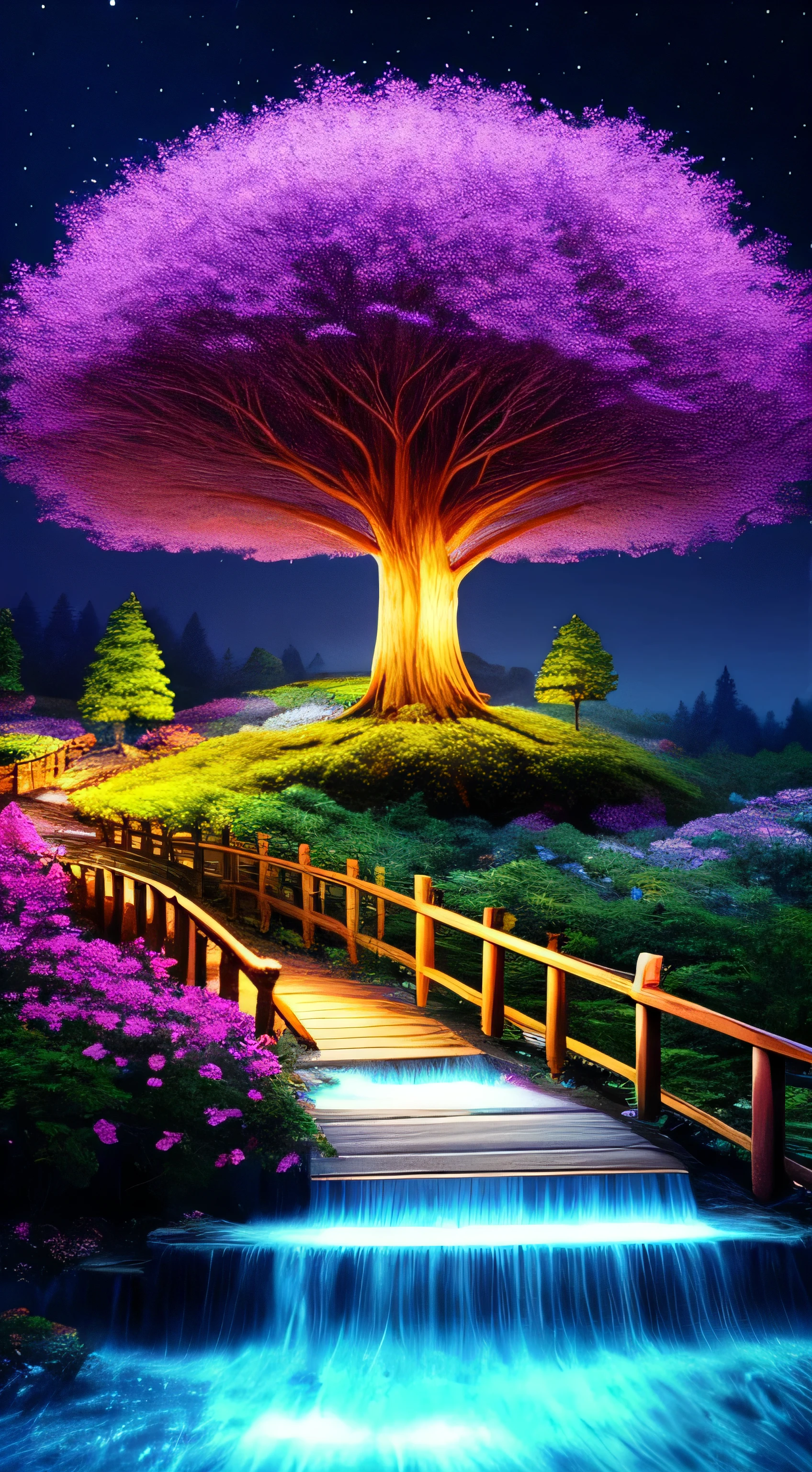 masterpiece，The best quality at its best，high quality，Very detailed，8k，A secluded utopia,Enchanting dreams in the forest valley of dreams，rain、rain、rain、Towering Tree々，Glowing mushrooms and hidden fairy canyons，Creates a mysterious and enchanting atmosphere，Art Station，Digital illustration，Complex，Uptrend，pastel colour，oil，Award-winning photography，Bokeh，Depth of written boundary，High resolution，Flowers Bloom，Color Difference，realism，Very detailed，Art Stationトレンド，CGsociety Trends，Complex，High detail，dramatic，Art on the road，The Garden of Eden is in Heaven， Cinema Lighting，Peach blossom tree, ((Wooden bridge:1.3)),((There is a hut in a big tree:1.4)),Loanjic Cottage， Fairy Cottage，Mysterious，lake， Cinema Lighting，smog，Light fog，It was foggy，Mirage with high transparency，This scene exudes an air of tranquility.，, And the beauty of the raw energy of nature.Subtle character art in poetry，Amazing character art，Glowing Spirit，Natural elementysterious forest with forest theme，Beautiful Forest，great outdoors，Surrounded by flowers，Delicate leaves and branches are surrounded by fireflies（Natural elements），（Jungle theme），（leaf），（Tree Branch），（Glow worms），（Particle Effects）Other 3D， Octane Rendering，Ray Tracing，Super attentive，Depicting harmony between humans and nature