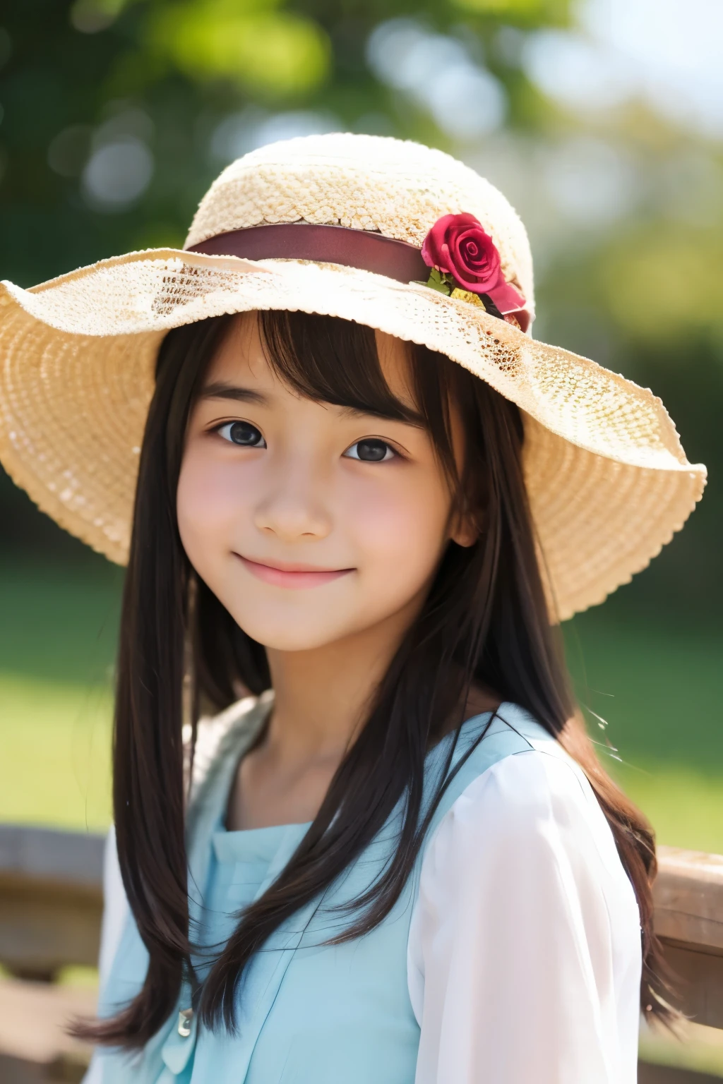 。smile、Beautiful eyes、Beautiful colored clothes、Smaller hat