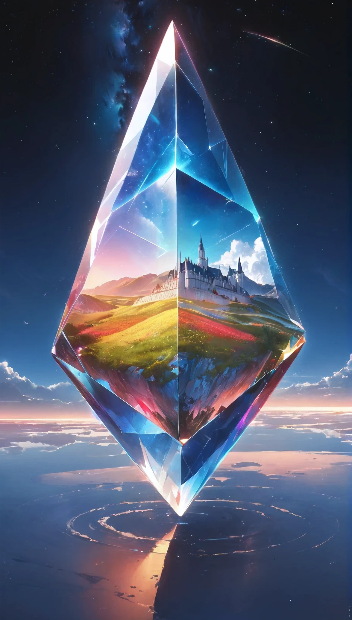 Photo of a diamond-shaped object against the sky, artgem and Beeple masterpiece, Beeple and tim hildebrandt, Beeple masterpiece, Beeple artwork, Highly detailed digital art in 4K, 8k hd wallpaper jpeg artifacts, 8k hd wallpaper jpeg artifacts, Beeple!!, Beeple and greg rutkowski