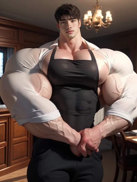 (best quality:1.5, hyperrealistic:1.5, photorealistic:1.4, madly detailed CG unity 8k wallpaper:1.5, masterpiece:1.3, enthusiastically detailed photo:1.2), (hyper-realistic lifelike texture:1.4), highly detailed, ((masterpiece, best quality)), retouched, extremely detailed 8K wallpaper, 1 korean male, (korean man with k-pop idol look), 20yo, looking at viewer, handsome, big guy, hyper muscle, giant muscular bodybuilder, bulk, massive body, large size, abs, posing, stubble, sexy and hot, innocent, wearing stylish tight bodybuilder shirt and pants, in blue, photo real, illuminating light, indoor, decorated room with plants