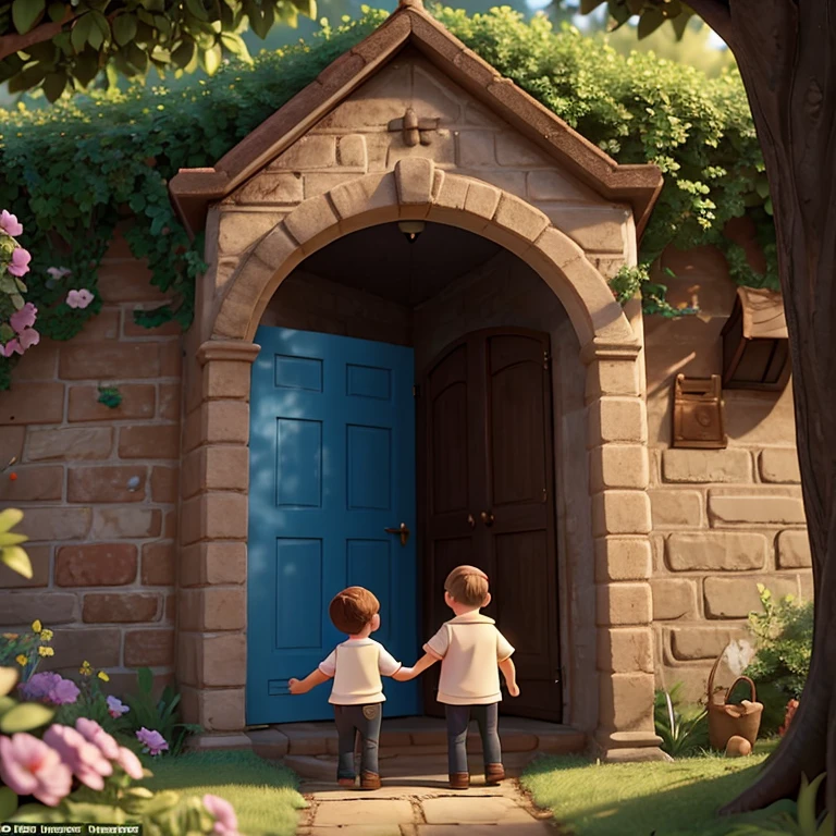 John and Mary   One day, while they were playing in the back garden of their house, they found a magical portal hidden behind a bush