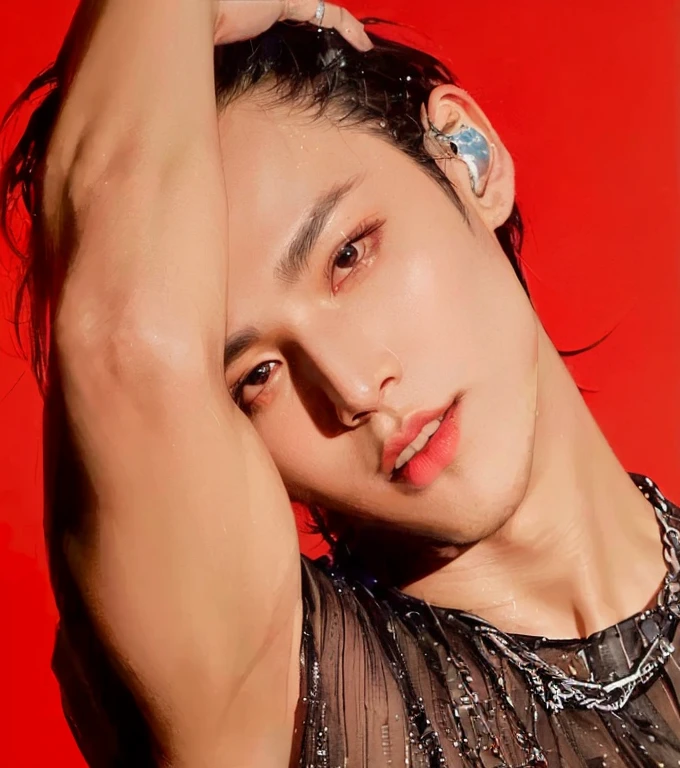 arafed male in a black shirt posing for a picture, wonbin lee, inspired by Yanjun Cheng, glossy from rain, yanjun chengt, steven jung, cai xukun, inspired by Chen Chi, taejune kim, key still, inspired by Bian Shoumin, hyung tae, profile pic, hong june hyung, sfw, jia