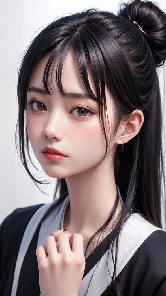 (1 nogizaka girl,original photo,Photo-realistic:1.5),(best quality, high quality,HDR, best quality,ultra high resolutionolution,high resolutionolution,high resolution,Ultra HD,Huge file size,8k,2k wallpapers,8k wallpaper,high quality texture,Astonishing,Extremely subtle:1.4),one girl, Famous Japanese idols,Pretty Face,Small face,absurd,ridiculous,incredibly ridiculous,portrait,breast close up,Huge breasts:1.4 Blurred Background,(Witch clothes,cleveage,No makeup:1.2),Medium skin,beautiful skin,Delicate skin,Small head,Black Hair,silky hair,(Japanese eyes,Round eyes:1.5),Delicate eyes,black eyes,Japanese idol eyes,Perfectly proportioned face,Japanese nose,5 fingers,(Light Particles, lens flare, 發Light Particles: 0.7),Looking at the audience,Bright Lights,Professional lighting,Girl with beautiful breasts、Huge breasts:1.4,plump breasts(Not wearing),blush,,Thin waist