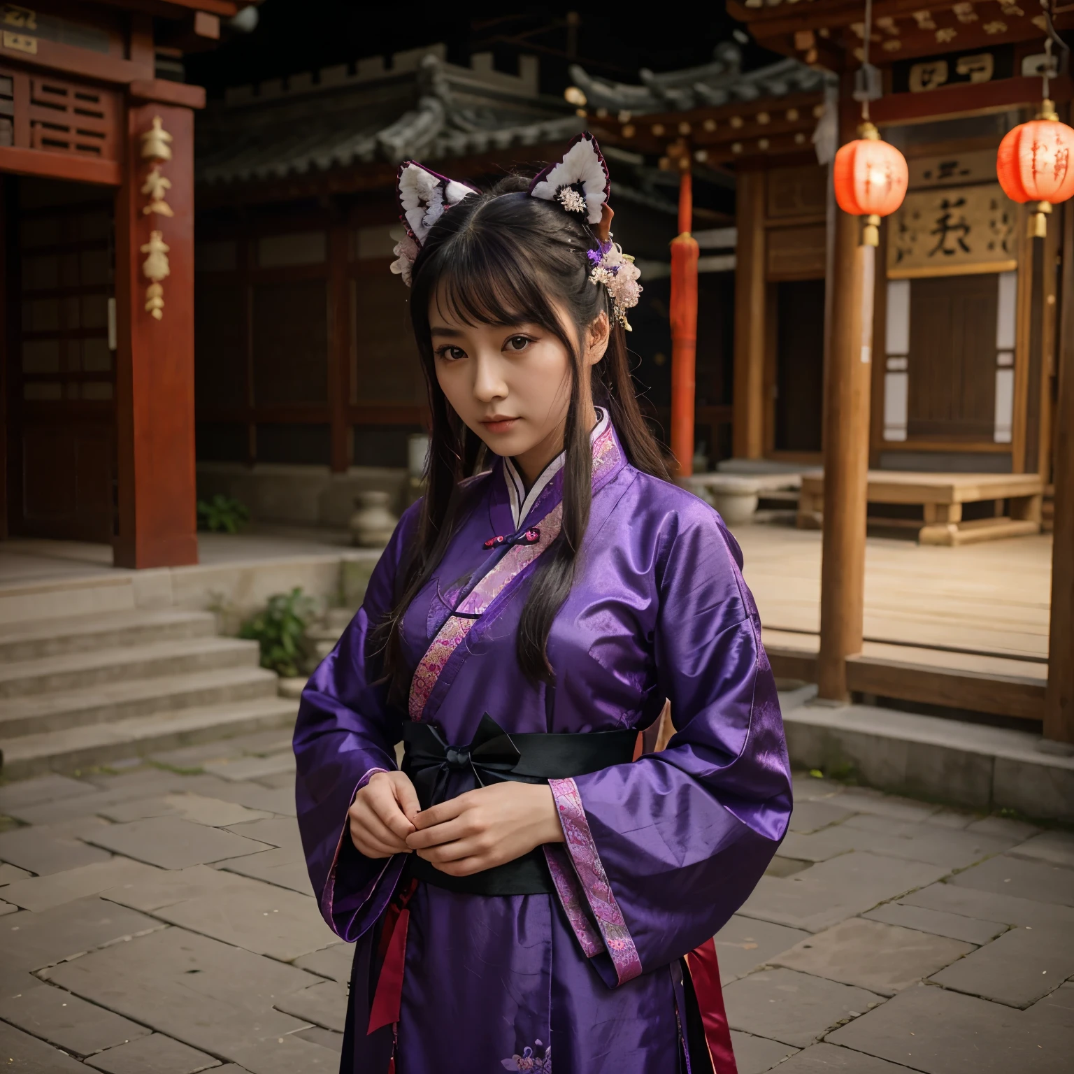 Purple kitsune, chinese hanfu, chinese tradition