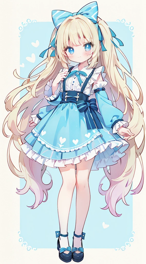 Standing picture、Full Body Love、A girl、Cute little、Alice in Wonderland、Alice in Wonderland服装、yellow paper、curls、Light blue eyes、Alice in Wonderland background、piece