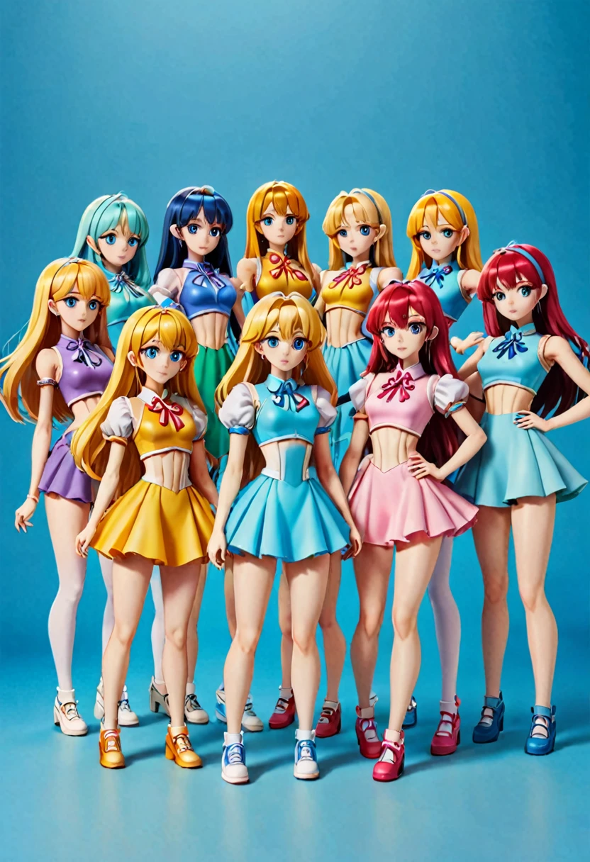 A lot of female Reploids,
All are cute and pretty,
All heights、hair color、Different systems,
All of them have different top and bottom shapes. Full body shot,
Masterpiece,
Group selfie
