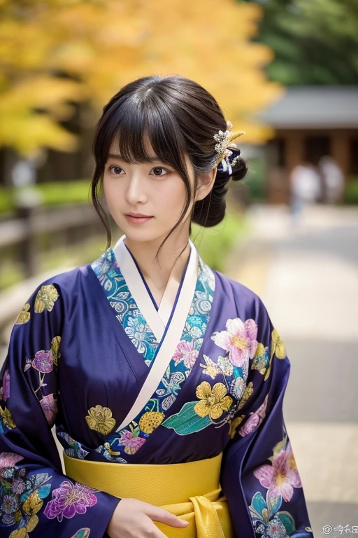 ((Best quality, 8K, Masterpiece :1.3)), Ayame Hyakki - a stunning embodiment of beauty in an exquisitely detailed and lifelike image. With her slender figure and accentuated abs (1.3), her long, flowing black hair cascades around her shoulders (1.2), framing a face of unparalleled finesse (1.1). Her captivating eyes, big and expressive, capture the viewer's gaze (1.2), mirroring the rich colors and intricacies of her irises. Ayame wears a traditional kimono, its vibrant patterns and layers (1.1) accentuating her