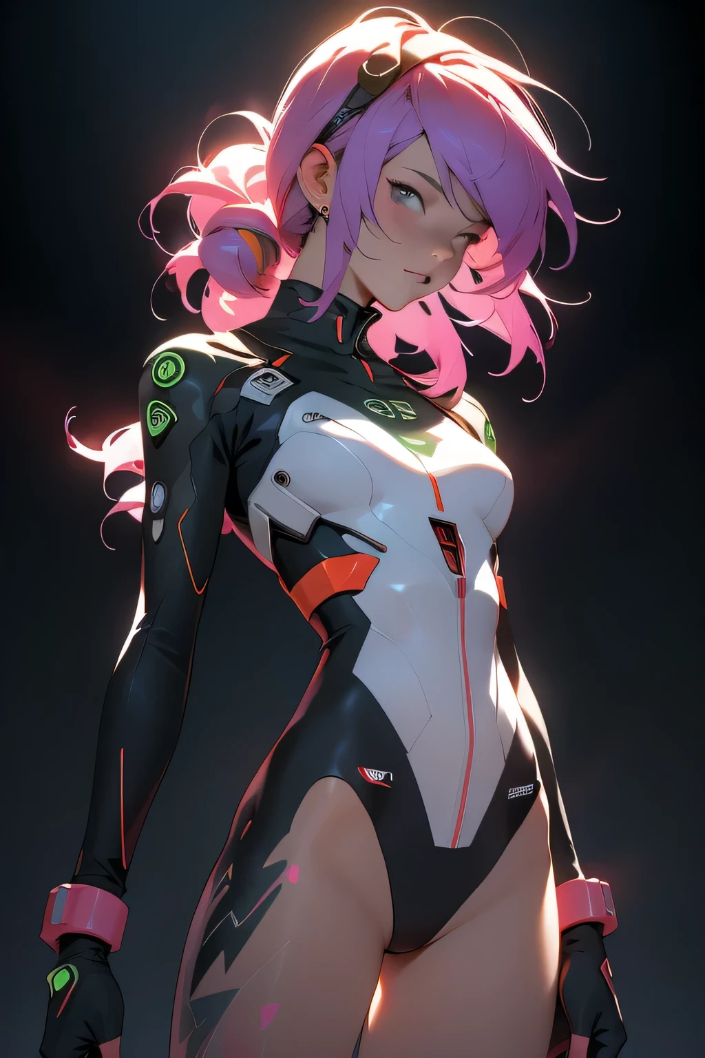 （（Best quality））， （（masterpiece））， （detailed： 1.4）， （absurd）， 35 year old adult woman wearing Simon Beasley style mini thong， Genesis Evangelion Neon Costume， 2 piece clothes， dyed pink hair， tattoos on the arms， Control Hand， Fluffy， In the center， Scale to fit dimensions， HDR（High Dynamic Range）， Ray Tracing，NVIDIA RTX，Super Resolution，Unreal 5，Underground diffusion， PBR Textures， Post-Processing， Anisotropic filtering， Depth of Field， Maximum clarity and sharpness， Multi-layered textures， Albedo and Specular Maps， Surface Shading， Accurately simulate the interaction of light and materials， Perfect proportions， Octane Rendering， Two-tone lighting， Large aperture， Low ISO， White Balance， Rule of Thirds， 8K Native， Crysisnano Set
