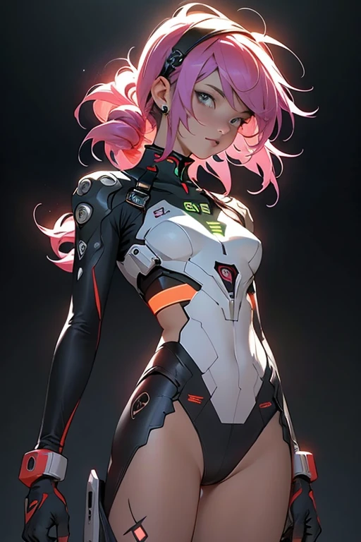 （（Best quality））， （（masterpiece））， （detailed： 1.4）， （absurd），20 year old adult woman wearing Simon Beasley style mini thong， Genesis Evangelion Neon Costume， 2 piece clothes， dyed pink hair， tattoos on the arms， Control Hand， Fluffy， In the center， Scale to fit dimensions， HDR（High Dynamic Range）， Ray Tracing，NVIDIA RTX，Super Resolution，Unreal 5，Underground diffusion， PBR Textures， Post-Processing， Anisotropic filtering， Depth of Field， Maximum clarity and sharpness， Multi-layered textures， Albedo and Specular Maps， Surface Shading， Accurately simulate the interaction of light and materials， Perfect proportions， Octane Rendering， Two-tone lighting， Large aperture， Low ISO， White Balance， Rule of Thirds， 8K Native， Crysisnano Set