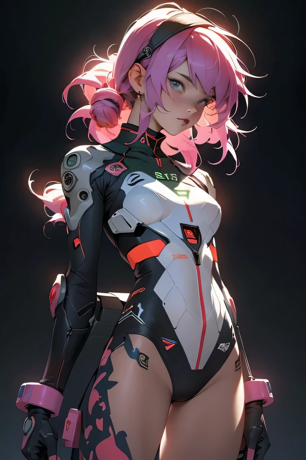 ((Best quality)), ((masterpiece)), (detailed: 1.4), (absurd),20 year old adult woman wearing Simon Beasley style mini thong, Genesis Evangelion Neon Costume, 2 piece clothes, dyed pink hair, tattoos on the arms, Control Hand, Fluffy, In the center, Scale to fit dimensions, HDR(High Dynamic Range), Ray Tracing,NVIDIA RTX,Super Resolution,Unreal 5,Underground diffusion, PBR Textures, Post-Processing, Anisotropic filtering, Depth of Field, Maximum clarity and sharpness, Multi-layered textures, Albedo and Specular Maps, Surface Shading, Accurately simulate the interaction of light and materials, Perfect proportions, Octane Rendering, Two-tone lighting, Large aperture, Low ISO, White Balance, Rule of Thirds, 8K Native, Crysisnano Set