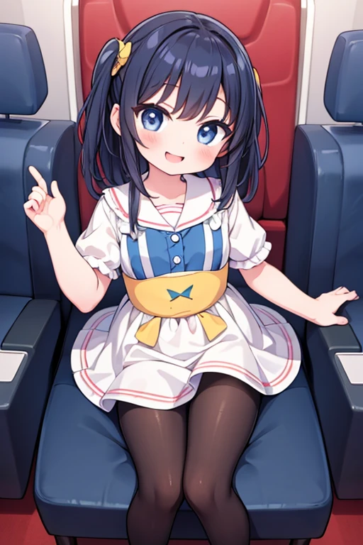Masterpiece, best quality, official art, 8k wallpaper, very detailed, illustration, preschool girl, , happy face, in cinema, pantyhose