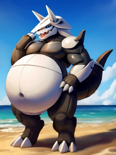 [Pokemon aggron], full belly, vore,  wide shot, 