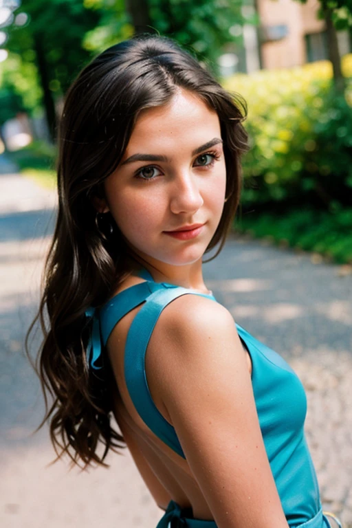 full color portrait of a young woman, natural light, epic character ,sharp focus, subsurfac(, f2, 35mm, film grain