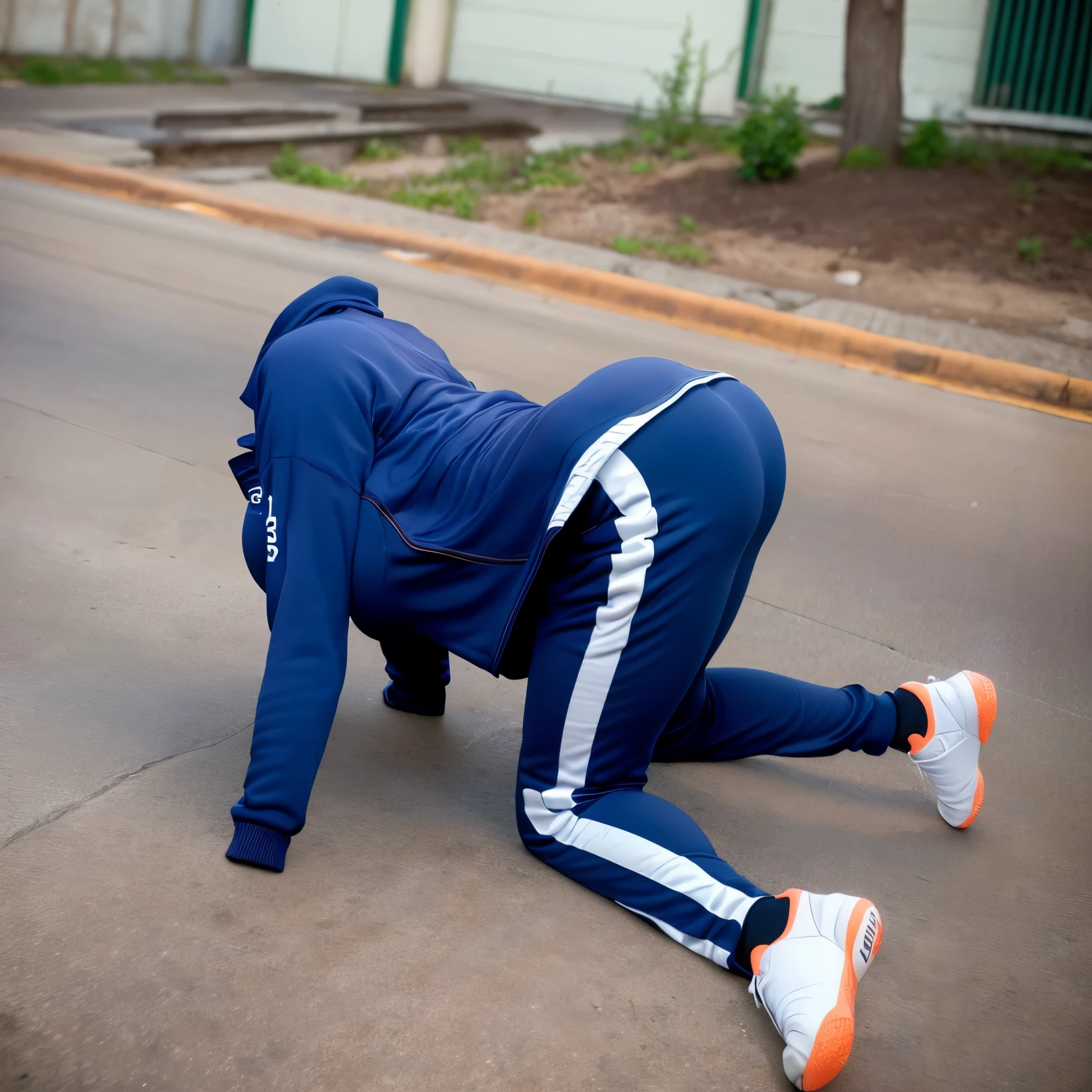 tracksuits, all fours, from above, cute big breasts, (invisible, no human, headless, handless:1.5), (8k, RAW photo, best quality, masterpiece:1.2), (realistic, photo-realistic:1.37), photon mapping, radiosity, ((Hasselblad photography)), physically-based rendering