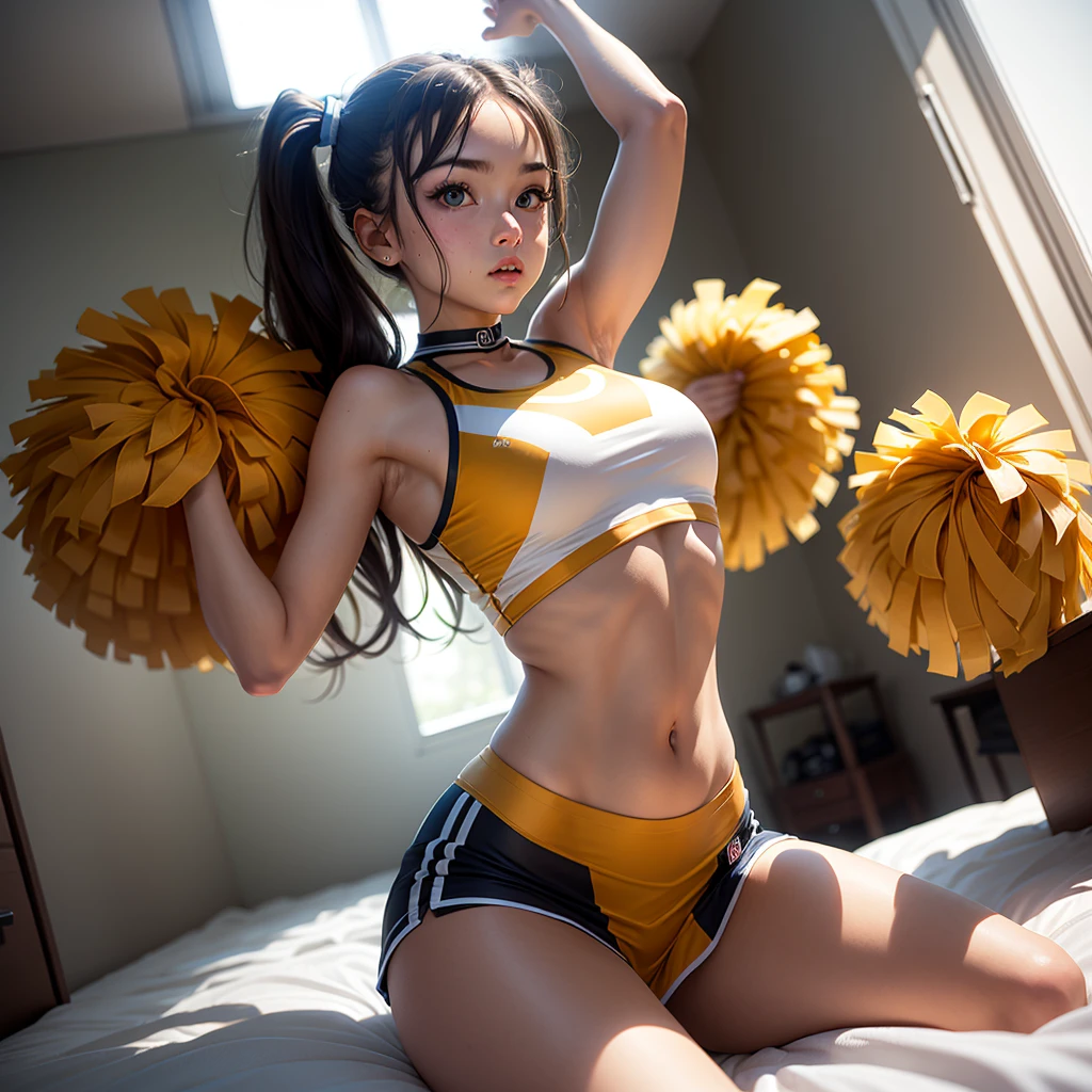 Natural Light,1 girl,Cheerleading,on the bed