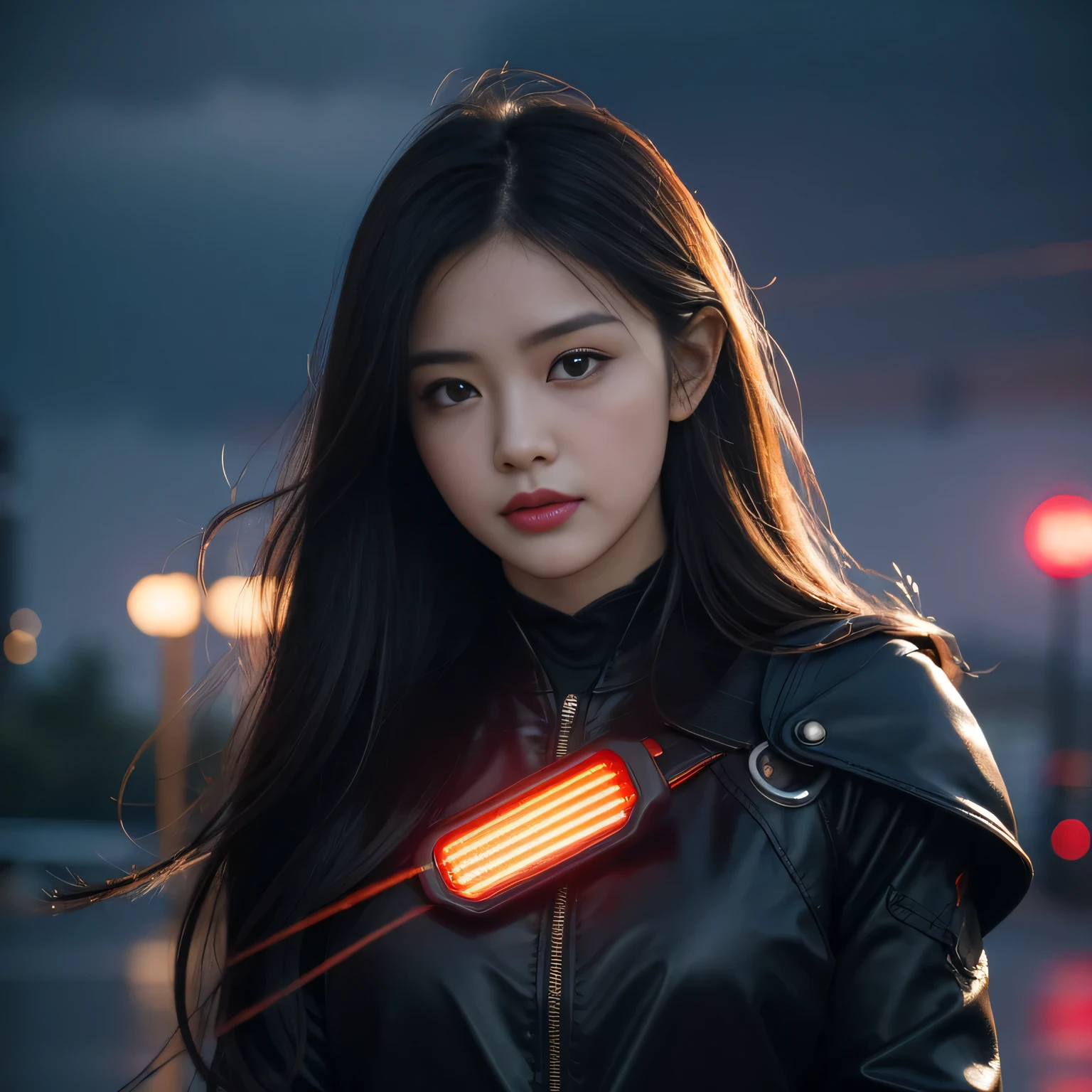 hair bobbles, wince, longeyelashes, solid circle eyes, light smile, ear blush, fang, Surrealism, drop shadow, anaglyph, stereogram, tachi-e, pov, atmospheric perspective, 8k, super detail, ccurate, best quality, award winning, super detail, UHD, anatomically correct, retina, masterpiece, textured skin, high details, best quality, highres, high quality, ccurate,1 Japanese girl, Warframe, Complex patterns, Heavy Metals, Energy Line, The Faceless, Glowing eyes, elegant, intense, Blood red and black, Solitary, Modern, City, street, dark clouds, thunderstorm, Heavy rain,, Dramatic Lighting,, (masterpiece:1.2), best quality, high resolution, Beautiful and detailed, Extremely detailed, Perfect lighting,