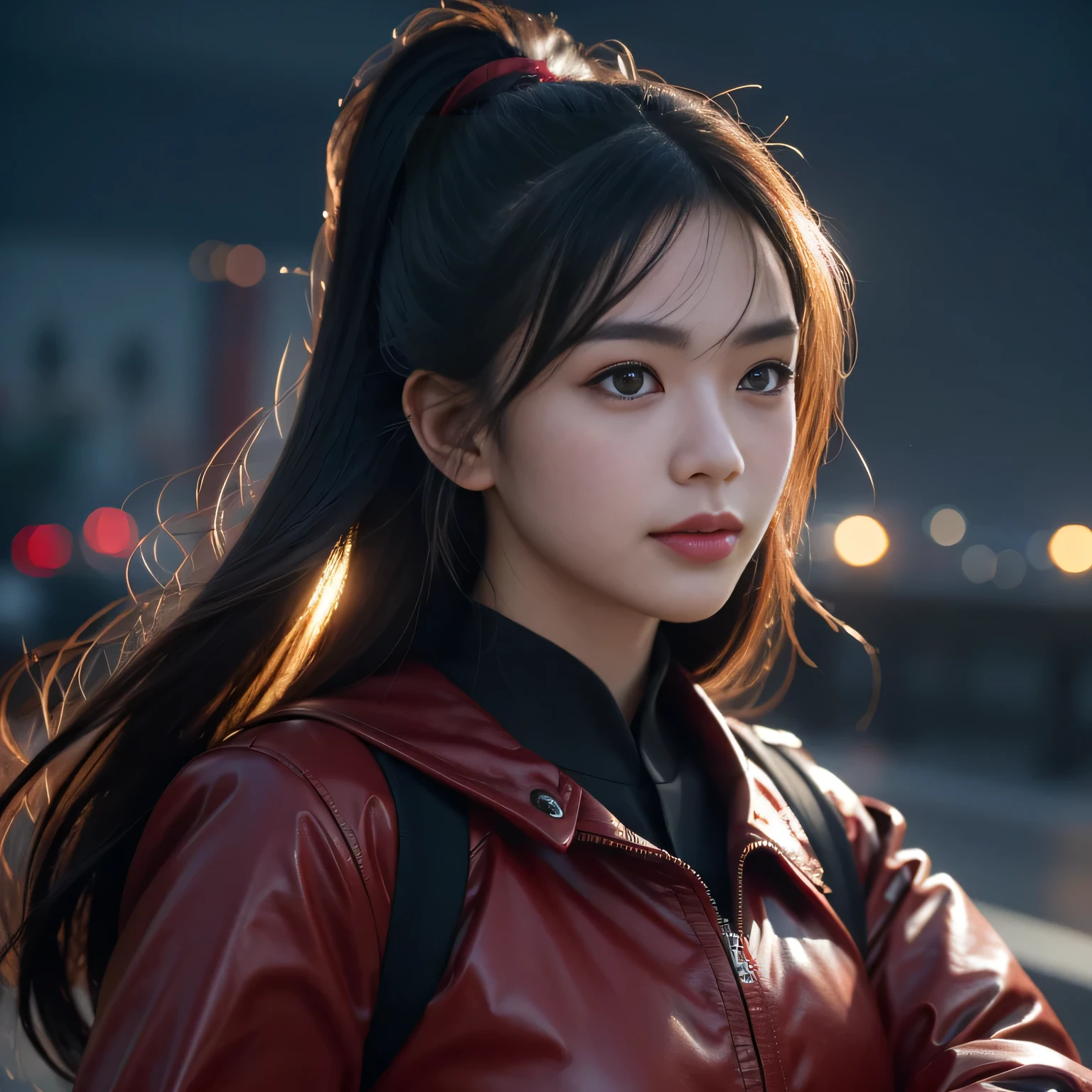 hair bobbles, wince, longeyelashes, solid circle eyes, light smile, ear blush, fang, Surrealism, drop shadow, anaglyph, stereogram, tachi-e, pov, atmospheric perspective, 8k, super detail, ccurate, best quality, award winning, super detail, UHD, anatomically correct, retina, masterpiece, textured skin, high details, best quality, highres, high quality, ccurate,1 Japanese girl, Warframe, Complex patterns, Heavy Metals, Energy Line, The Faceless, Glowing eyes, elegant, intense, Blood red and black, Solitary, Modern, City, street, dark clouds, thunderstorm, Heavy rain,, Dramatic Lighting,, (masterpiece:1.2), best quality, high resolution, Beautiful and detailed, Extremely detailed, Perfect lighting,