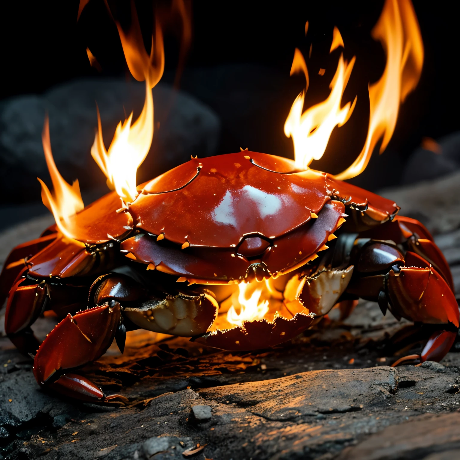 Crab shell omitting fire