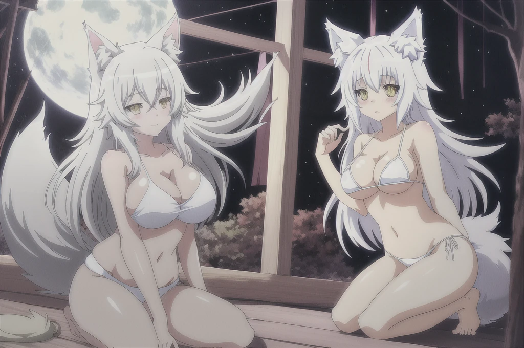 anime girl with cat ears and tail in a white bikini, neferpitou, holo is a wolf girl, anime catgirl, white cat girl, cute anime catgirl, seductive anime girl, beautiful anime catgirl, white - haired fox, holo if a wolf girl, wolf ears, attractive cat girl, nyaruko-san, anime moe artstyle