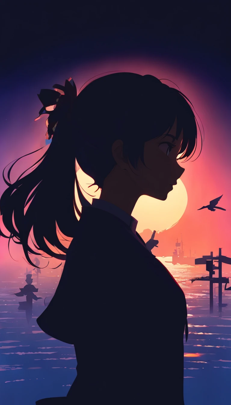 (Silhouette Art,cutouts:1.6)
(((Paper cutting art,A world where only black exists:1.3)

1 girl,Solo,
Straight Hair(long hair Girl,profile:1.2),white, Clear and beautiful face,Black 、Full Moon Behind

break
(amarelo　Red:6.1)
Textured glass background,