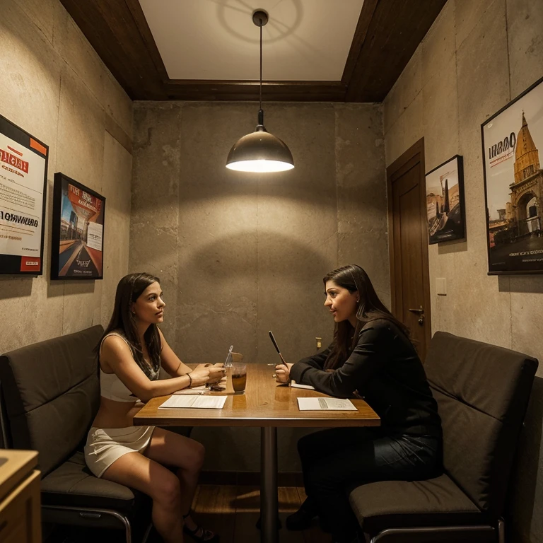 Imagina entrar en una agencia de viajes y ser recibido por una sala luminosa y acogedora. A tu derecha, hay un mostrador donde los agentes atienden a los clientes y organizan sus viajes. En las paredes, There are posters and screens showing exotic destinations and special offers. A lo largo de la sala, There are comfortable sofas and chairs where guests can sit while planning their adventures.. Al fondo, there is a table with travel brochures and catalogs for customers to consult. The atmosphere is lively and full of excitement about the possibilities of exploring the world.