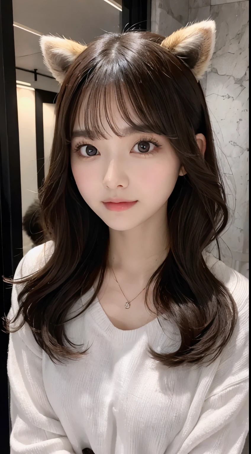 Raccoon face、whole body、A beautiful woman