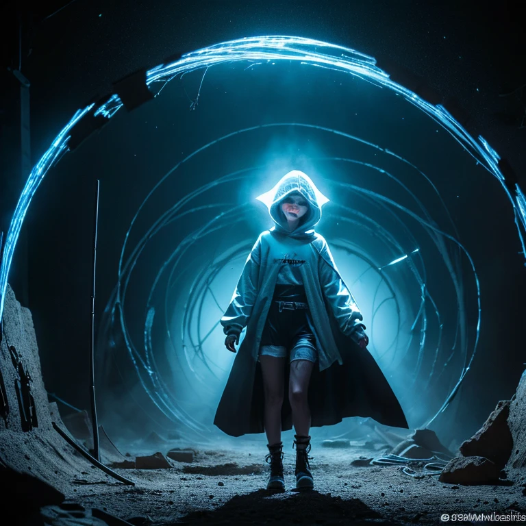 Beautiful girl bailing_particle,bailing_Wire,Light,Light particles,A girl made of particle,white hair,Suspenders_skirt,1 Girl,bailing_Light elements,Translucent luminous body,Girl made of light,
((dark)),epic,8k,fantasy,Super detailed,magic,((hood)),(hoodie),((((Hair covering one eye)))),Spellcasting,Black Hole,threaten,((luminescent eyes)) ((blue eyes)),((luminescent)),((Bloom)),Gorgeous,masterpiece,absurd,best quality,permanent,1 Girl,Humanity,evil,grin,Revelation,destroy,The End of the World,Crazy眼睛,Crazy,psychological,look down,Predominant,(mad),((Diabolical)),spear,spectrum,spooky,Circle,rim,rim light,new moon,abyssal,shorts,groin,hip bones,hip Wire cowboy shot,magic Circle,Excessive energy,Science Fiction,abyssaltech,dark energy,ethereal,desolving,transparent,abyss,Anti-technology,Science Fiction,Pure Energy,thigh,