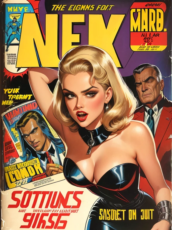 A magazine cover featuring a villain watching a man detain and torture a woman, Old retro pulp, Retro pulp art, Pulp Magazine, Old retro pulp noir comic cover, Vintage Pulp Art, Pulp Magazine cover art, 70's Vintage Comic Cover, 1 9 7 0 s Comic Book, Spies in the 1960s, 5 0 s pulp illustration, By Alton Tobey