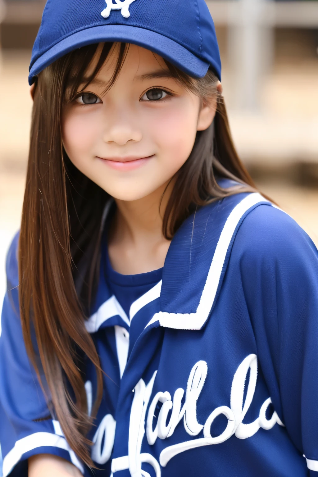 13 years old。smile、Beautiful eyes、Beautiful colored clothes、Baseball cap