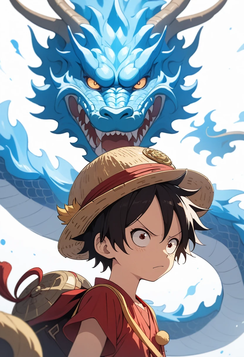 (Monkey D. Luffy),masterpiece,Chinese dragon,Bust shot,feature,Genshin,boy,Thunder Elemental,
