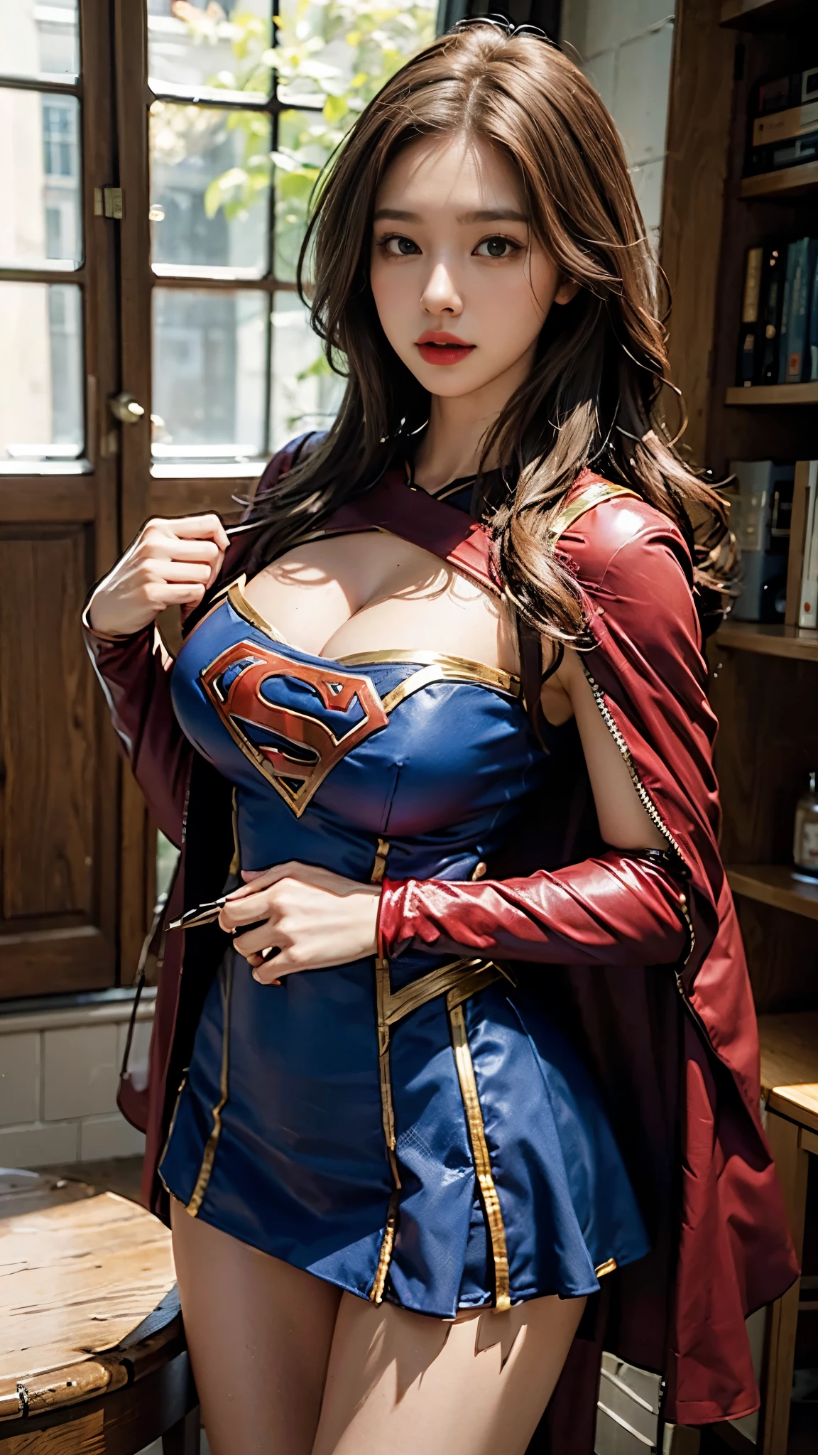 Woman body set big breasts, Supergirl costume dress