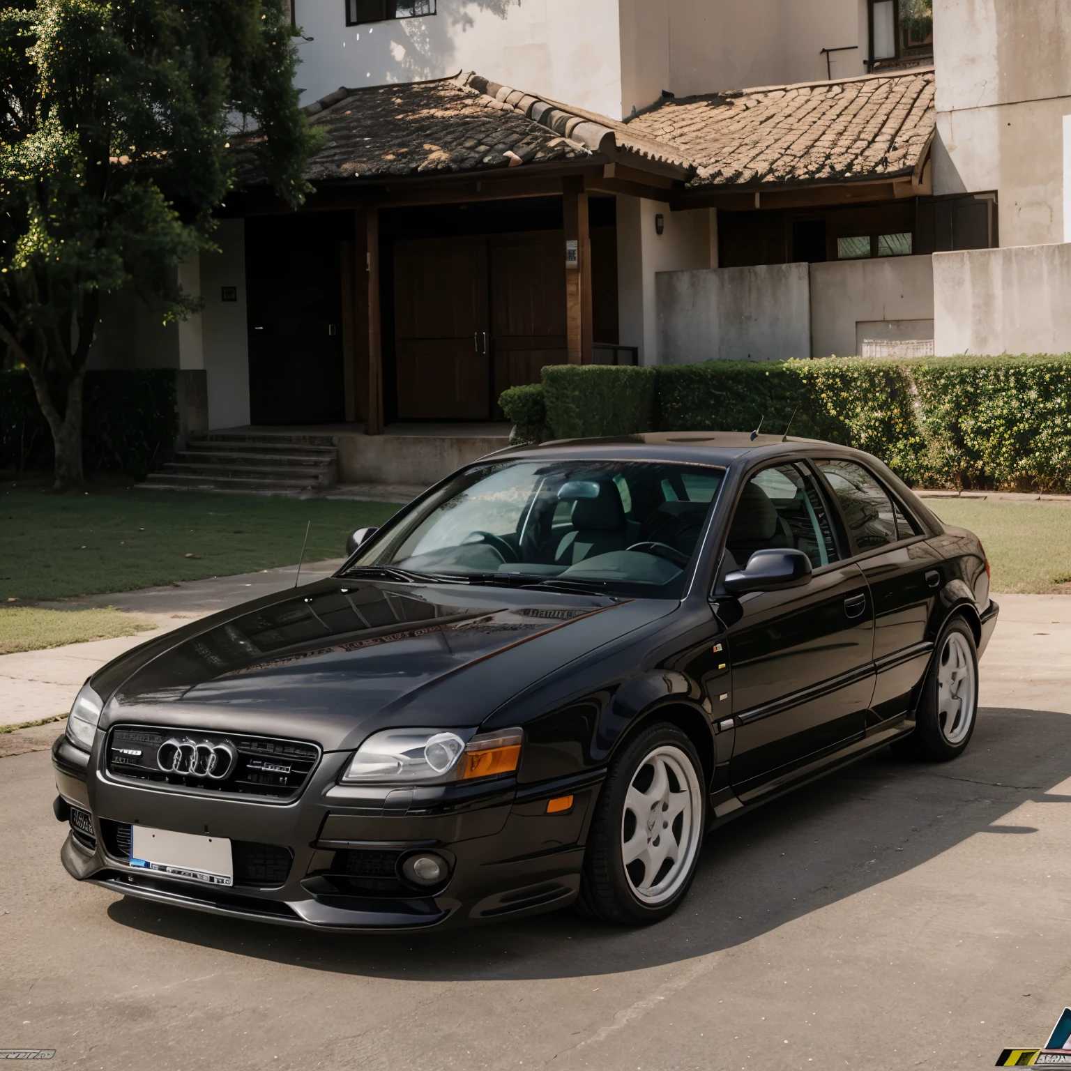 Crie uma audi branca modelo 1996 e coloque body kit e vidros pretos