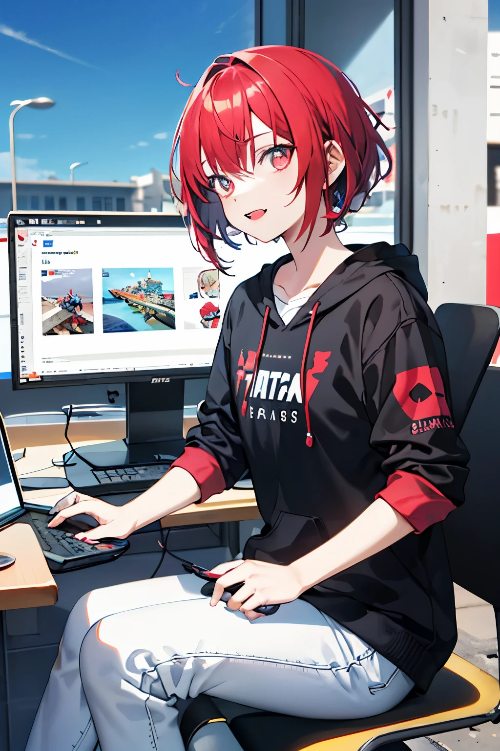 Nome: Ran Mitake
Idade: 22 anos
Altura: 1,70m
Peso: 55kg Description:
Ran Mitake is an extremely talented young 3D artist, specializing in CGI modeling and animation. Com seus cabelos curtos espetados, predominantemente pretos com pontas vermelhas vibrantes, e olhos da mesma cor, She has a striking and unique presence. His passion for digital art started early, quando ela ainda era uma adolescente, and since then he has dedicated himself tirelessly to improving his skills.

Personalidade:
Ran is a determined person and passionate about what he does. She is known for her impeccable work ethic and her ability to think outside the box to find creative solutions to any challenge she faces.. Despite his dedication to work, She also knows how to have fun and enjoy life to the fullest, often finding inspiration in their everyday adventures.

history:
Born into a family of artists, Ran sempre esteve imersa no mundo da criatividade. Seu talento para a arte digital foi descoberto ainda na escola, when she started experimenting with 3D modeling software and discovered her true passion. Determinada a transformar seu hobby em uma carreira, she dedicated endless hours of practice and study to hone her skills.

Atualmente, Ran trabalha como freelancer, collaborating with animation studios, advertising agencies and gaming companies to create stunning images and animations that captivate audiences. Her unique style and technical skill have made her one of the most sought-after artists in the industry..

Interesses:
In addition to his passion for digital art, Ran also loves exploring new technologies, watching science fiction films and spending time outdoors. She is an avid video game player and occasionally enjoys creating her own indie games as a hobby.. Always looking for new forms of artistic expression, Ran is a true innovator in the world of CGI animation.