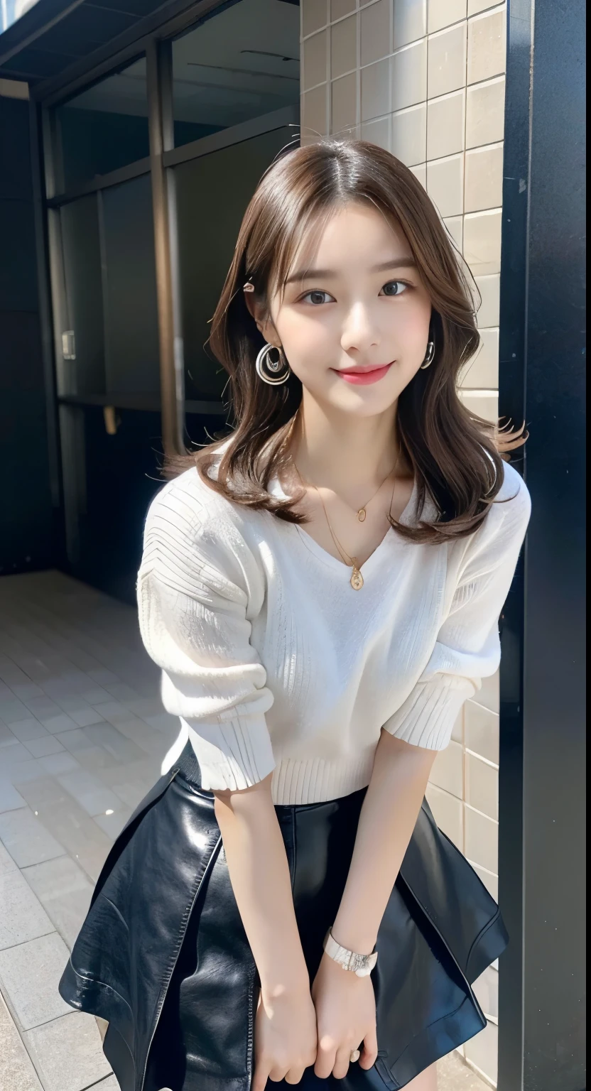 (((32k,Very high resolution, Attention to detail, Very accurate,Maiden 1:1.5))),RAW Photos & Realistic atmosphere,Beautiful dark blue eyes,Mouth details,Glossy Lips,Fine eyebrows,Soft white skin that shines in every detail,,Detailed drawn eyes、Very beautiful eyes with blue pupils,Detailed lips、Very beautiful face,Very well-formed face、A vivid face,Beautiful, shining lips,Beautiful Eyebrows,Infinite Reality,Best Design,(Extremely cute 16 year old Japanese high school girl,,Beautifully shaped breasts,Very cute beautiful girl,,Healthy Body,Excellent style:1.5),The best natural makeup,Japanese Ido,Korean Idol,Young sensual idol,Watery eyes,Dark and beautiful deep eyes,Beautiful ass,Beautiful feet,,Camel foot,:1.3),超A high resolution、,Natural and realistic faces,Backlight,Her pure eyes are so cute,(((Photorealism,Photograph the whole body))),,Reality Live Action,(Fashionable earrings,,necklace,bracelet,gyuru,shiny nail art,American Street Winter Fashion,outside,Unique skirt,Leather shoes,A calm and stylish girl,Light brown hair,short hair,solo,,Smile a little,Whole Body Ezbian,Showing off full-body fashion,get up,Leather shoesを見せてください, Only young and pretty 15 year old girls,A beautiful and charismatic 15-year-old girl,Teen fashion magazine shoot,K-POP enthusiast,Koreatown Fashion:1.7),Shin-Okubo's Koreatown