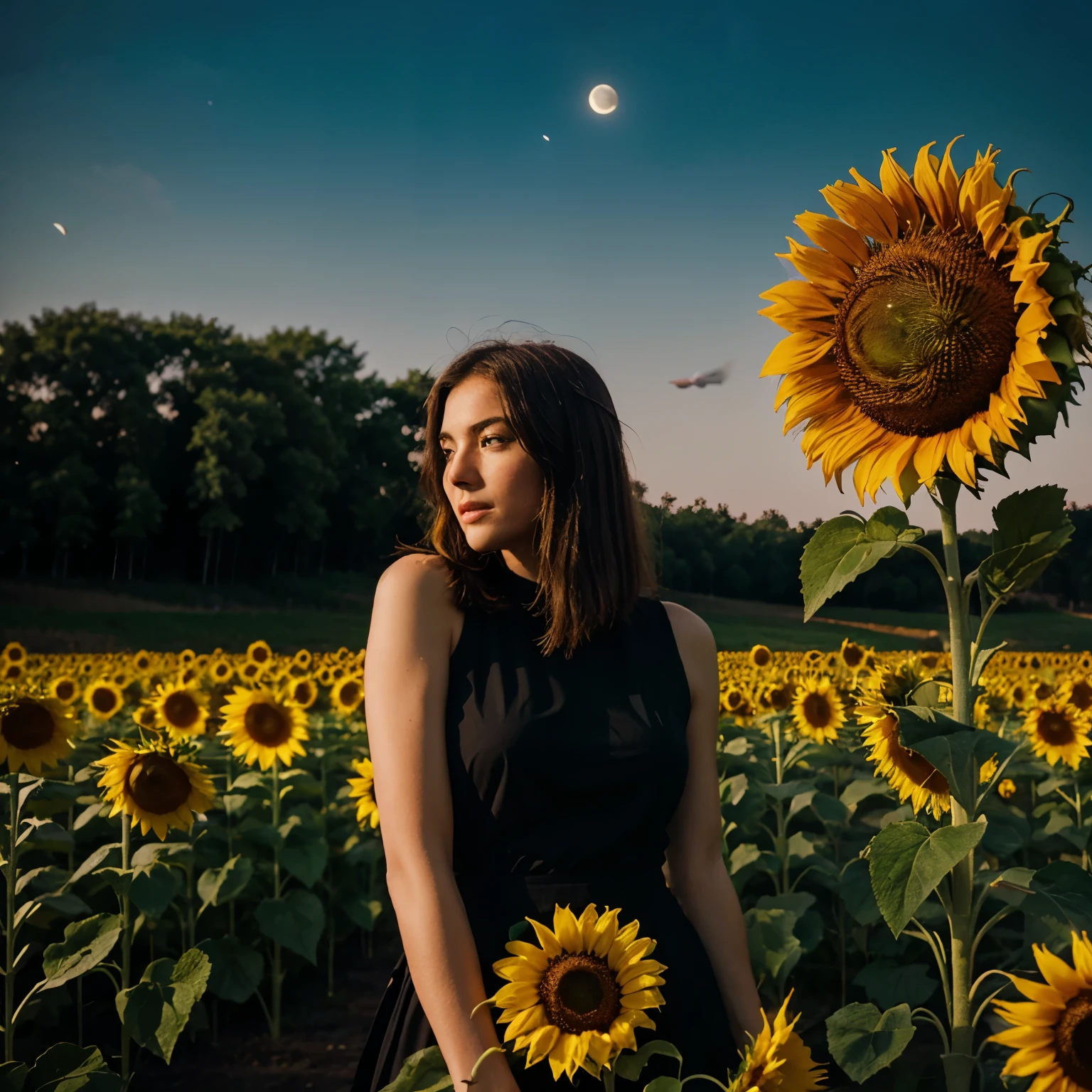 Watermelon, moon, sunflower, cinematic, war