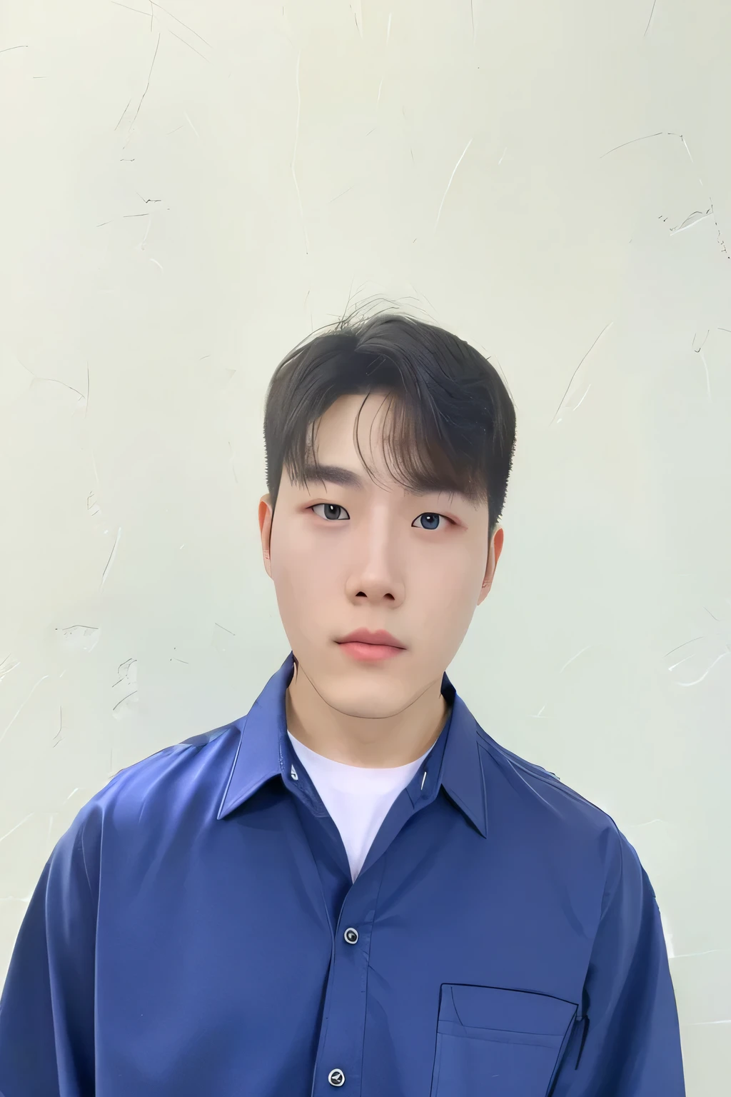 Best Quality, 8K, Masterpiece, (photo realistic:1.3), (hyper realistic:1.3), (Create an image maintaining the original base model hairstyle:1.5), (white shirt:1.4)