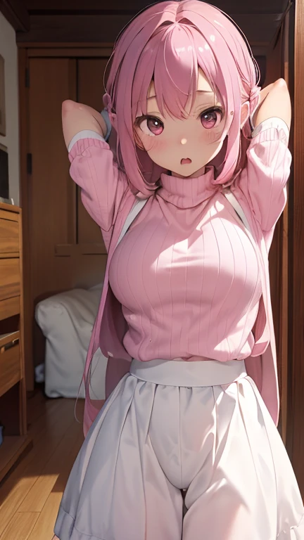 ((masterpiece, best quality)),high resolution, ultra detailed,8k,16k, detailed background, perfect lighting,detailed beautiful eyes,1girl,solo,nsfw,embarrassed,blush,look at viewer,bottomless,fisheye lens,(steam,sweat,from below:1.2),
standing,(show off pussy,cowboy shot,from front,skirt lift:1.4),in heat,open mouth,wavy mouth, ,(slender,kawaii),(Kagamihara Nadeshiko (Yuru Camp), blue eyes,pink hair, long hair,small breast,short_body,highlight in eyes,thin pubic hair,flat color),forest,camp